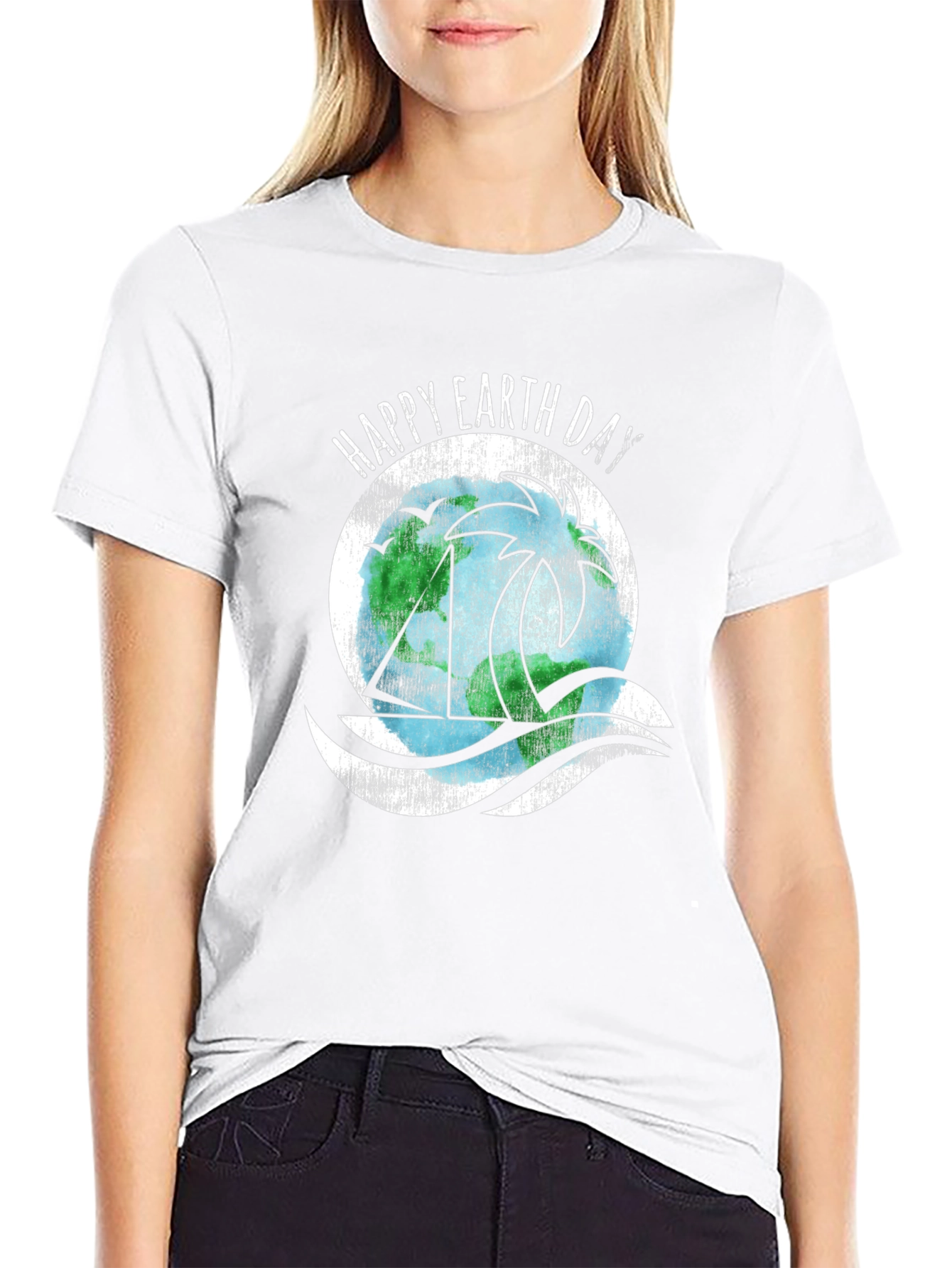 Happy Earth Day T-Shirt - Black Cotton Blend