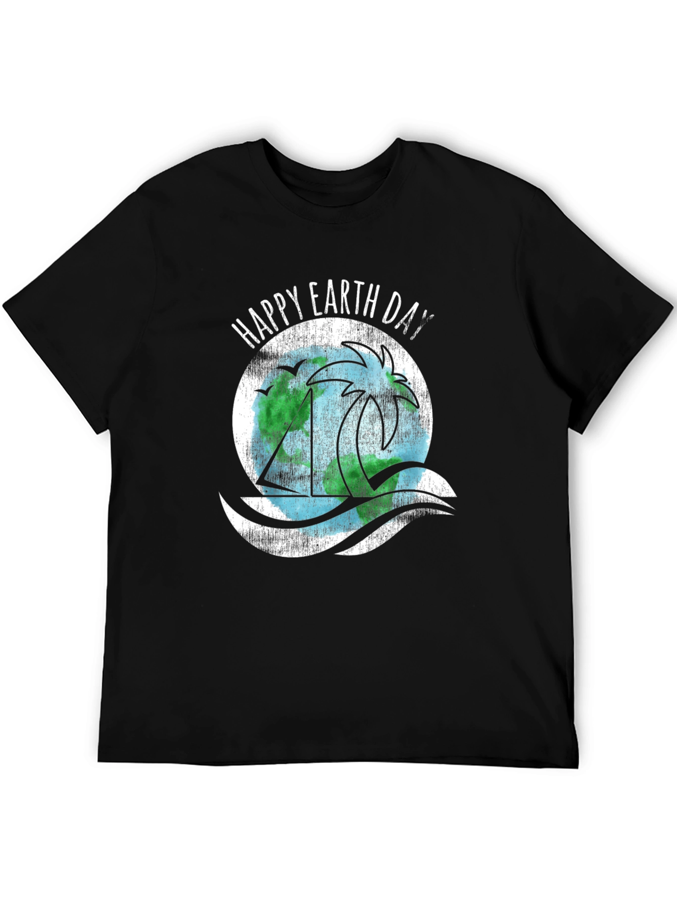Happy Earth Day T-Shirt - Black Cotton Blend