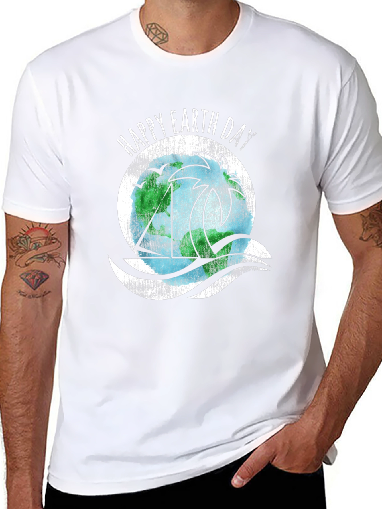 Happy Earth Day T-Shirt - Black Cotton Blend