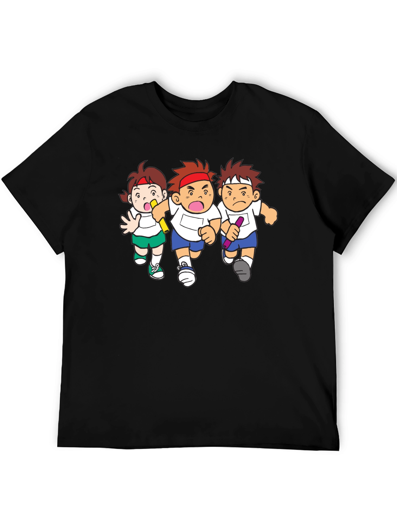 Relay Race T-Shirt - Cartoon Athlete Print