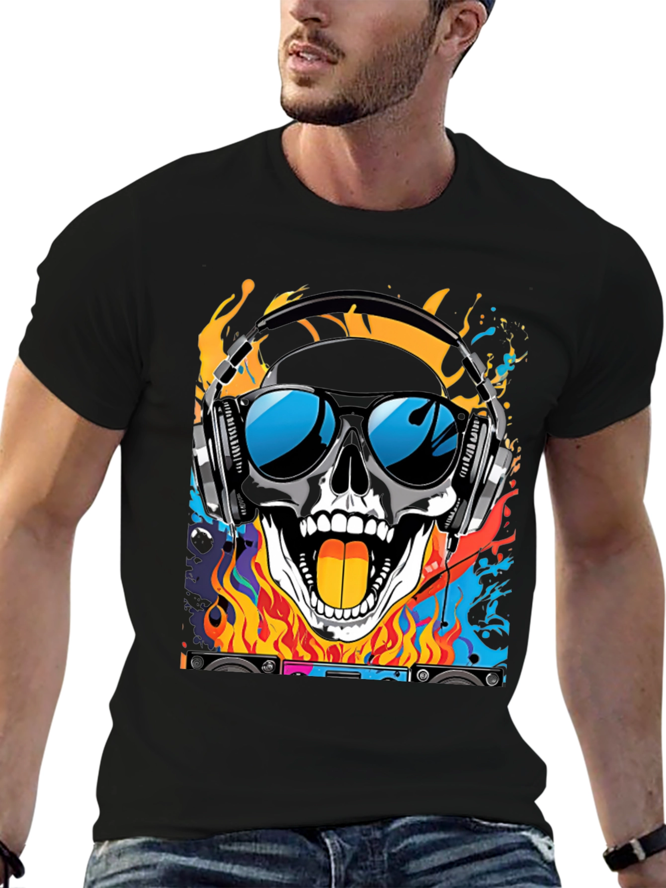 Skull DJ T-Shirt - Cool Graphic Tee