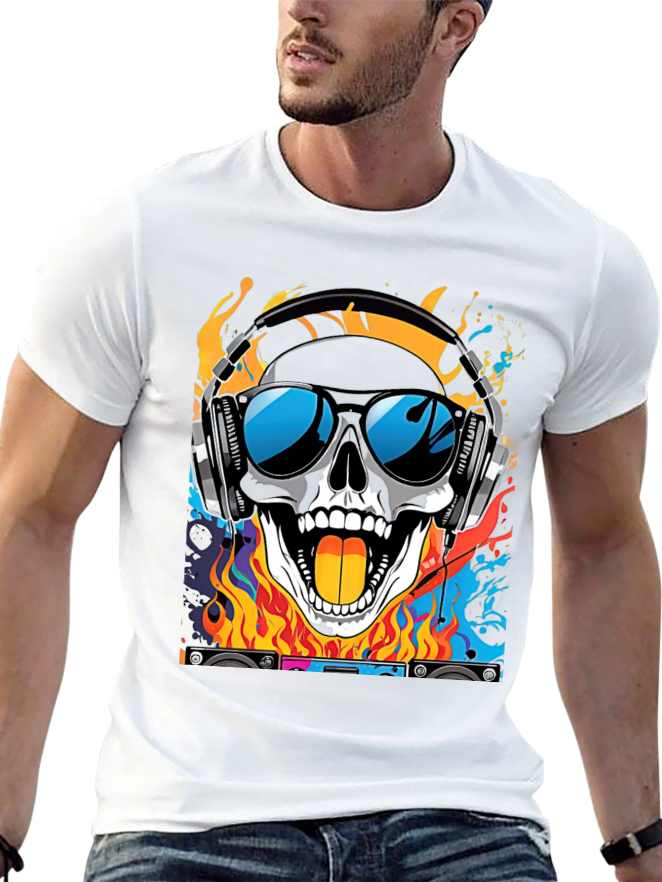Skull DJ T-Shirt - Cool Graphic Tee