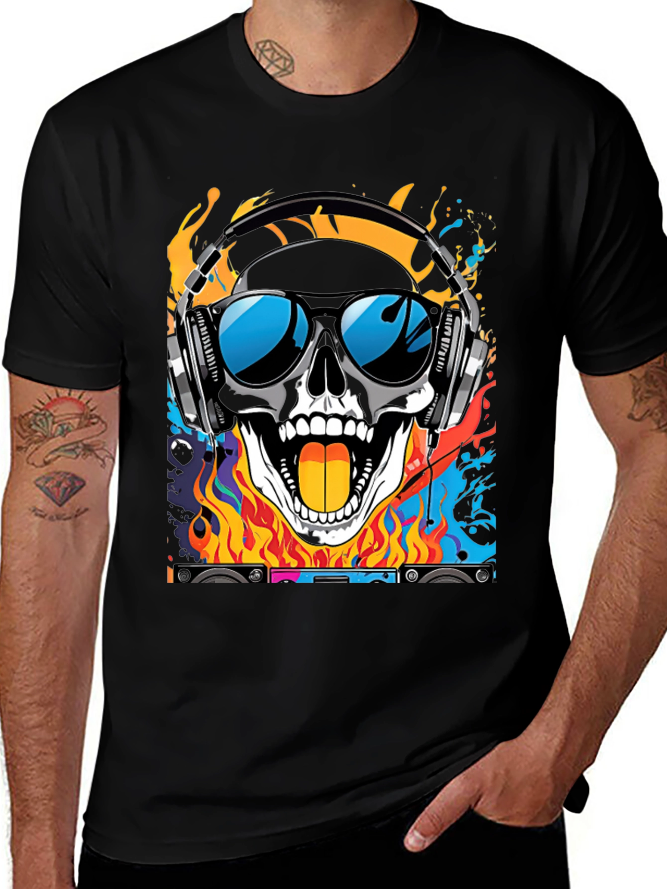 Skull DJ T-Shirt - Cool Graphic Tee