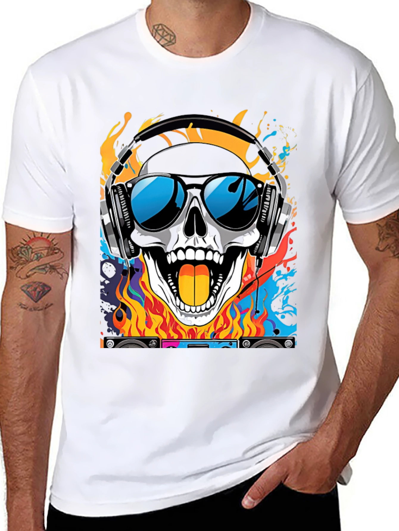 Skull DJ T-Shirt - Cool Graphic Tee