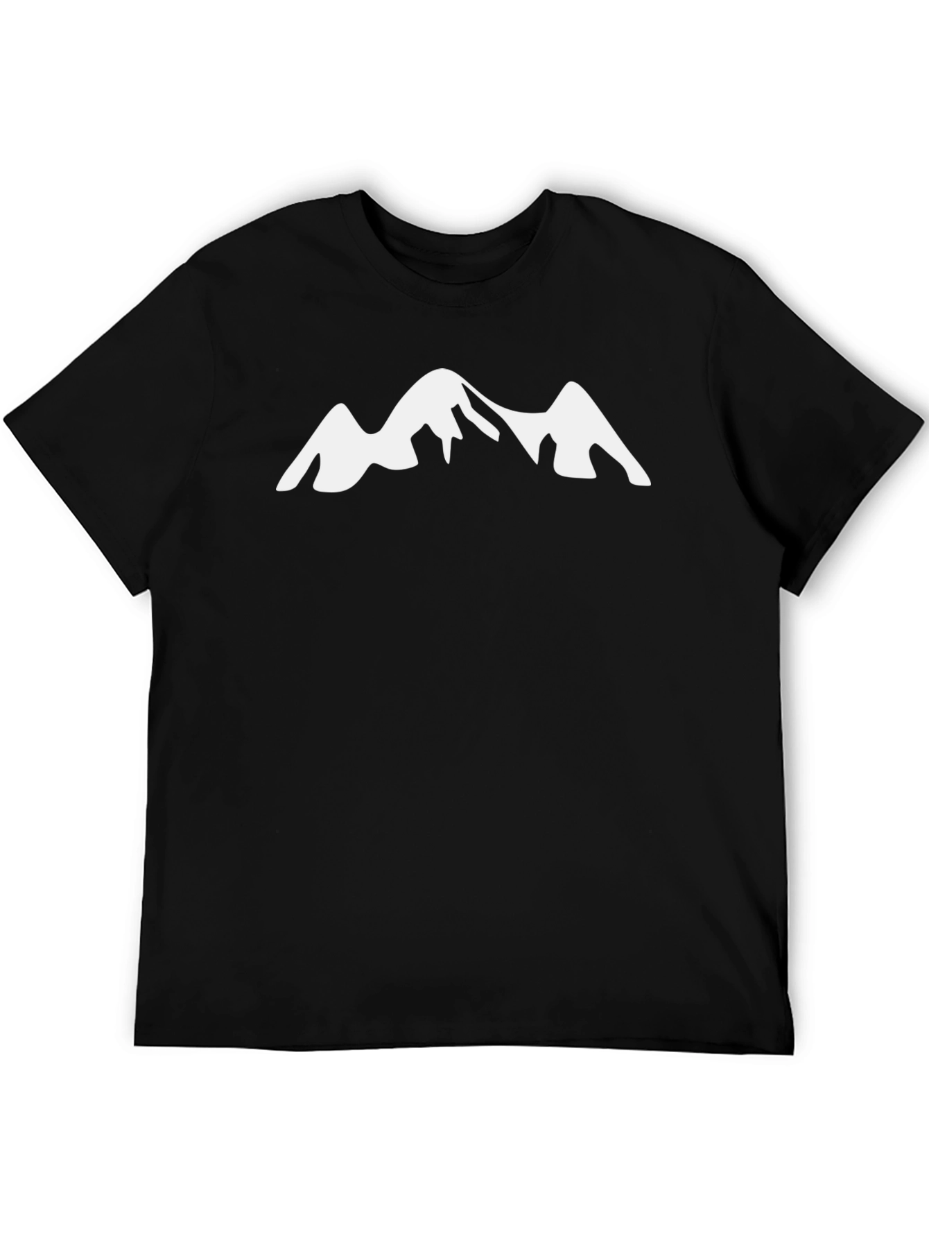 Mountain Peak Graphic Tee - Black Cotton Casual T-Shirt