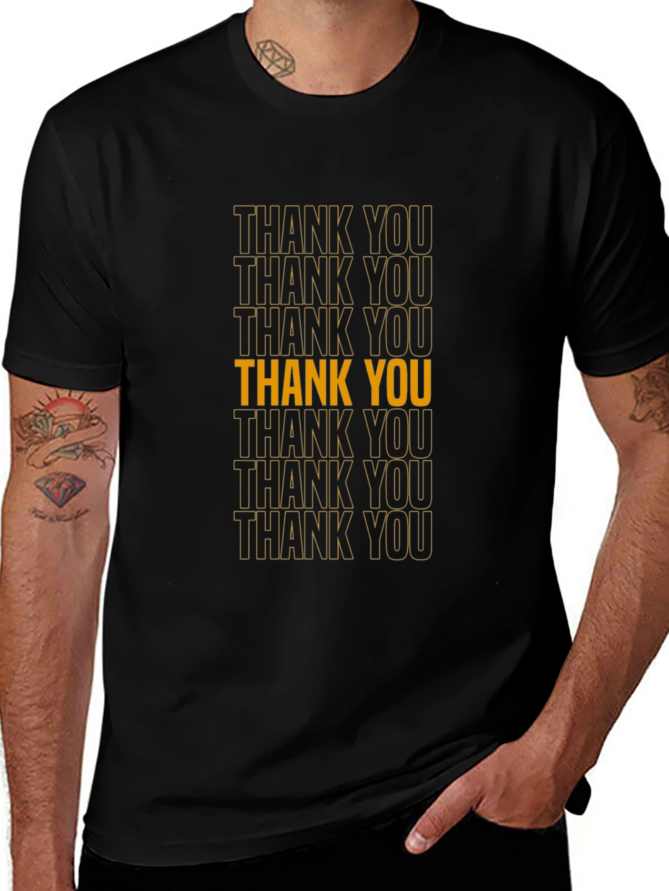 Thank You Graphic Print Black T-Shirt