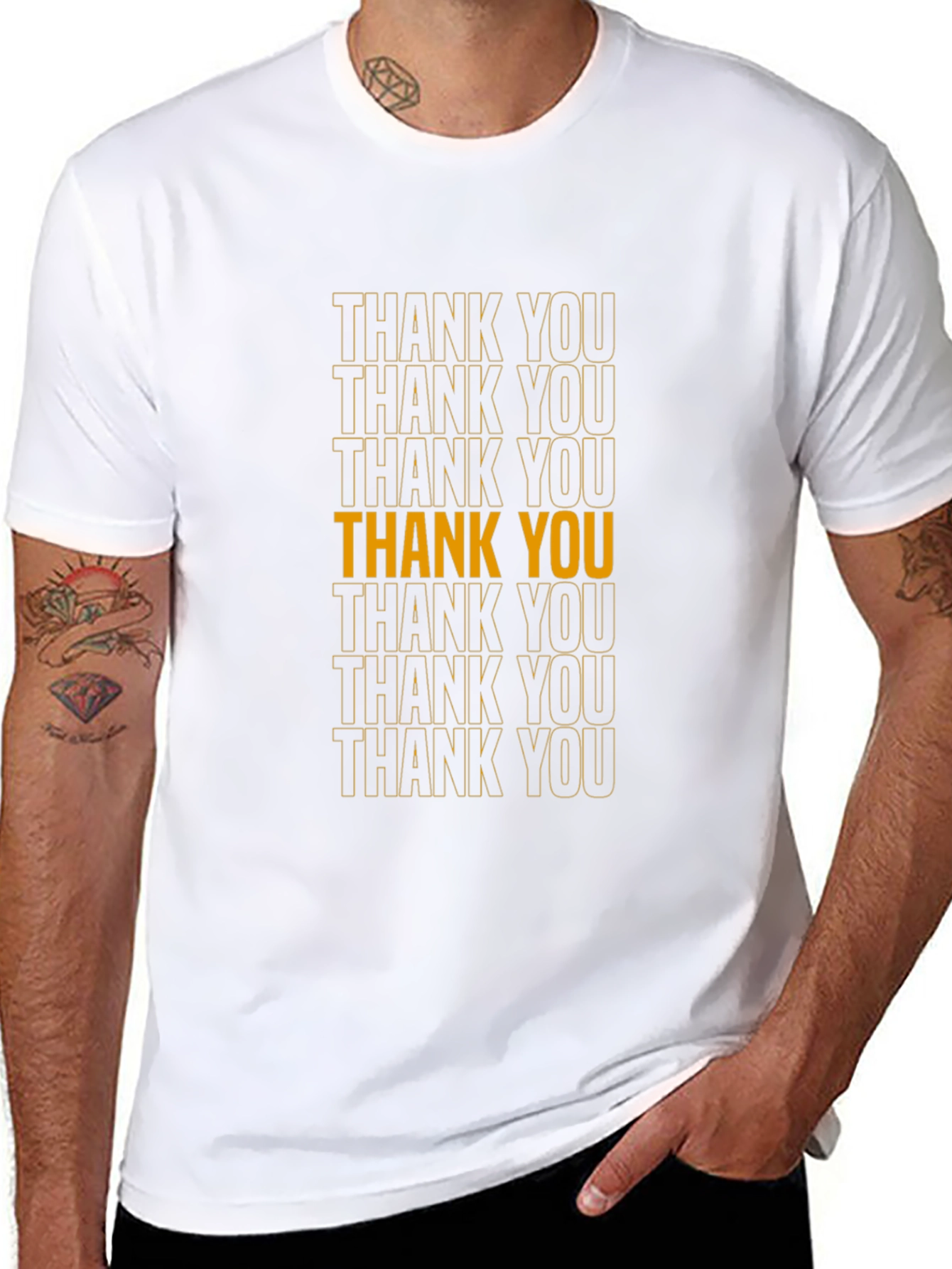 Thank You Graphic Print Black T-Shirt