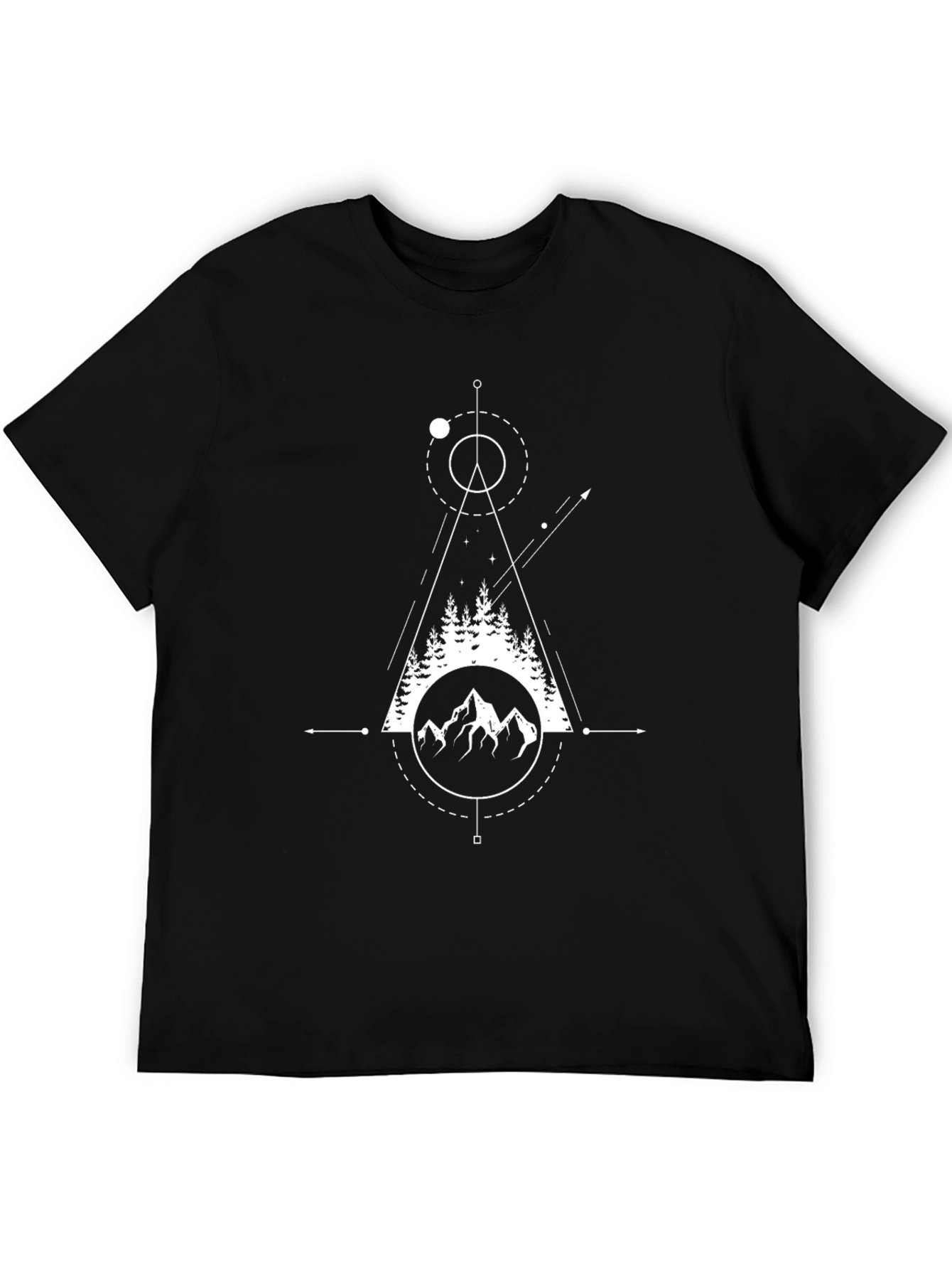 Geometric Mountain Graphic Tee - Black