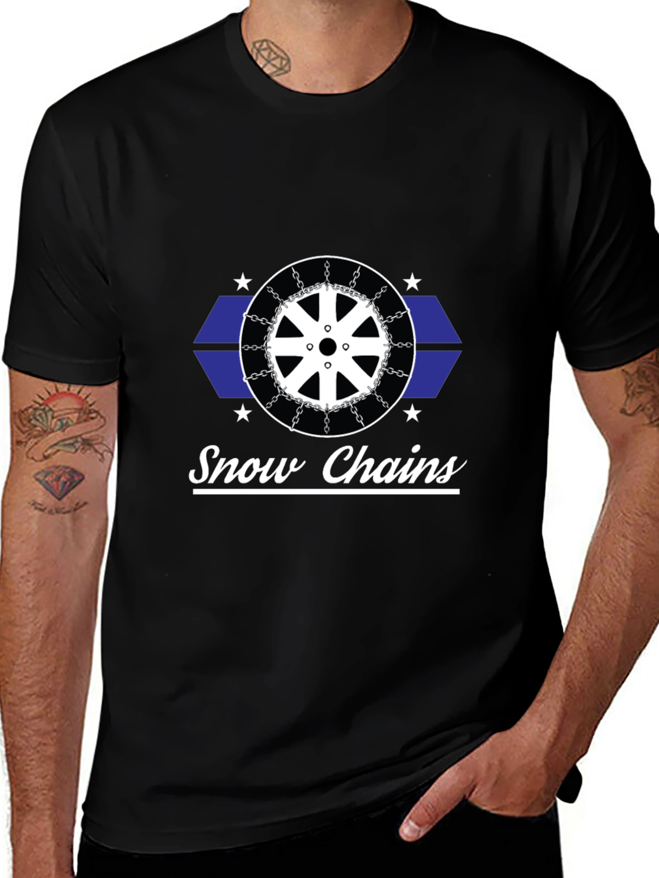 Snow Chains Graphic Black T-Shirt