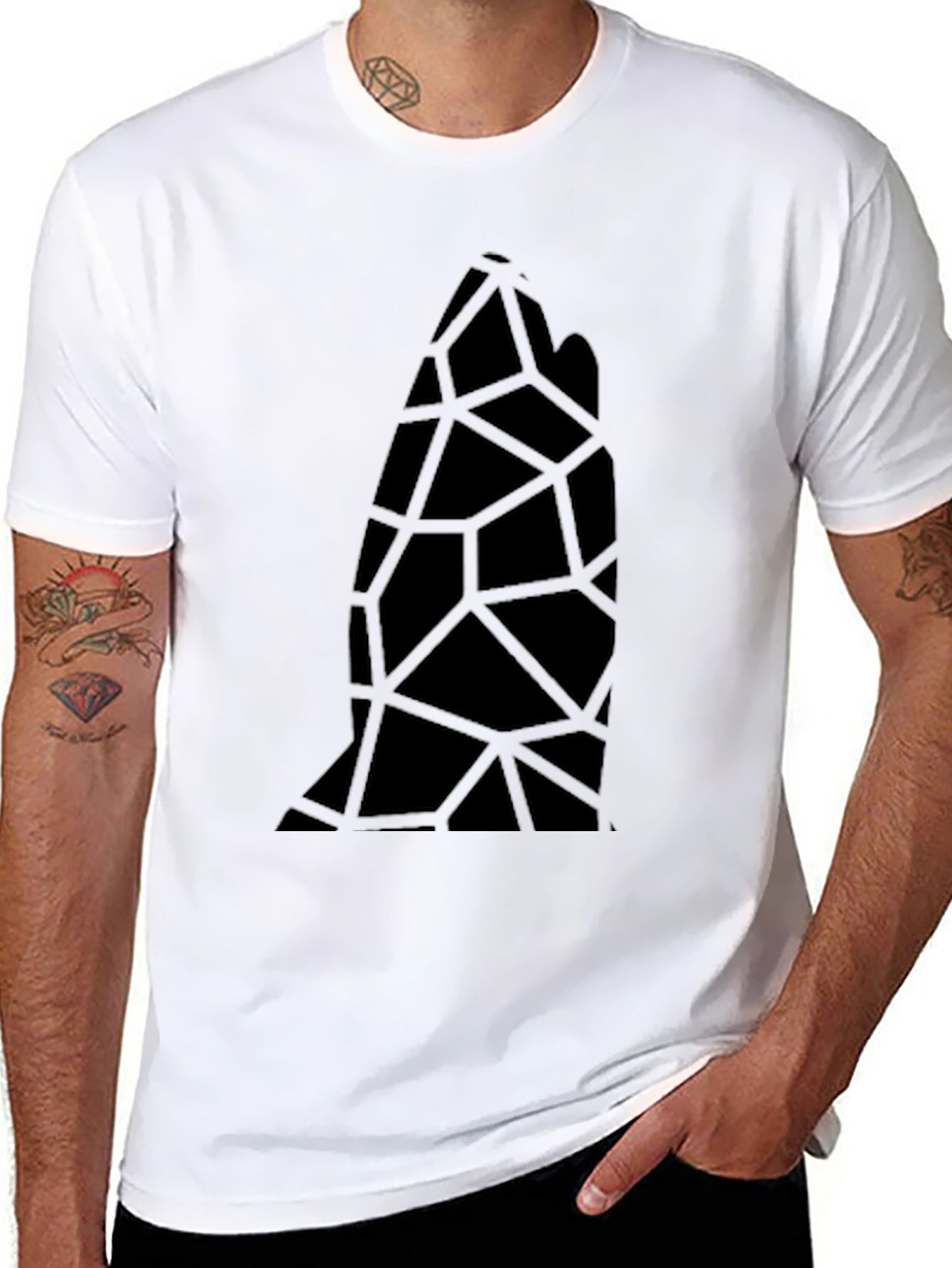 Abstract Geometric Black Tee
