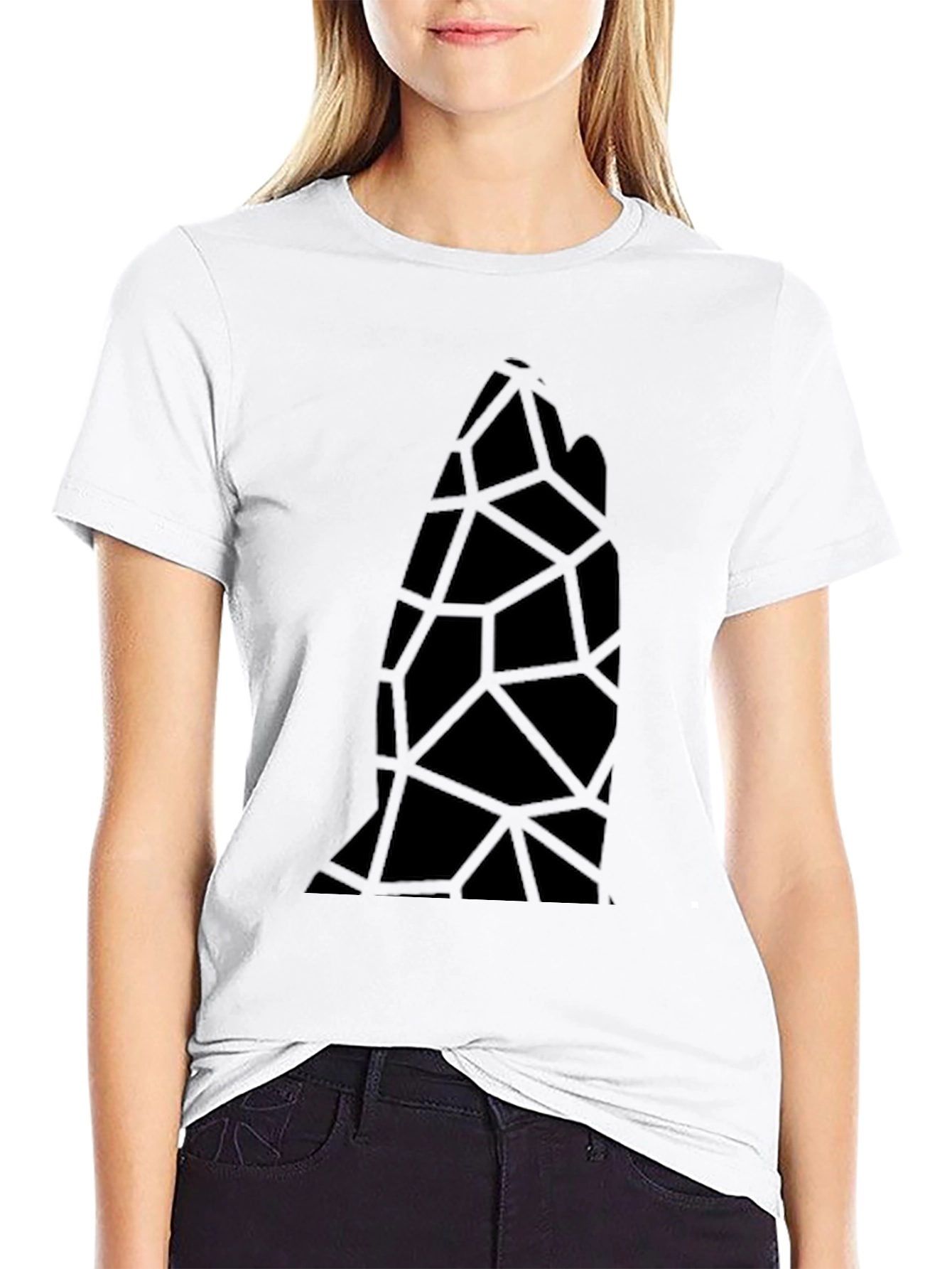 Abstract Geometric Black Tee
