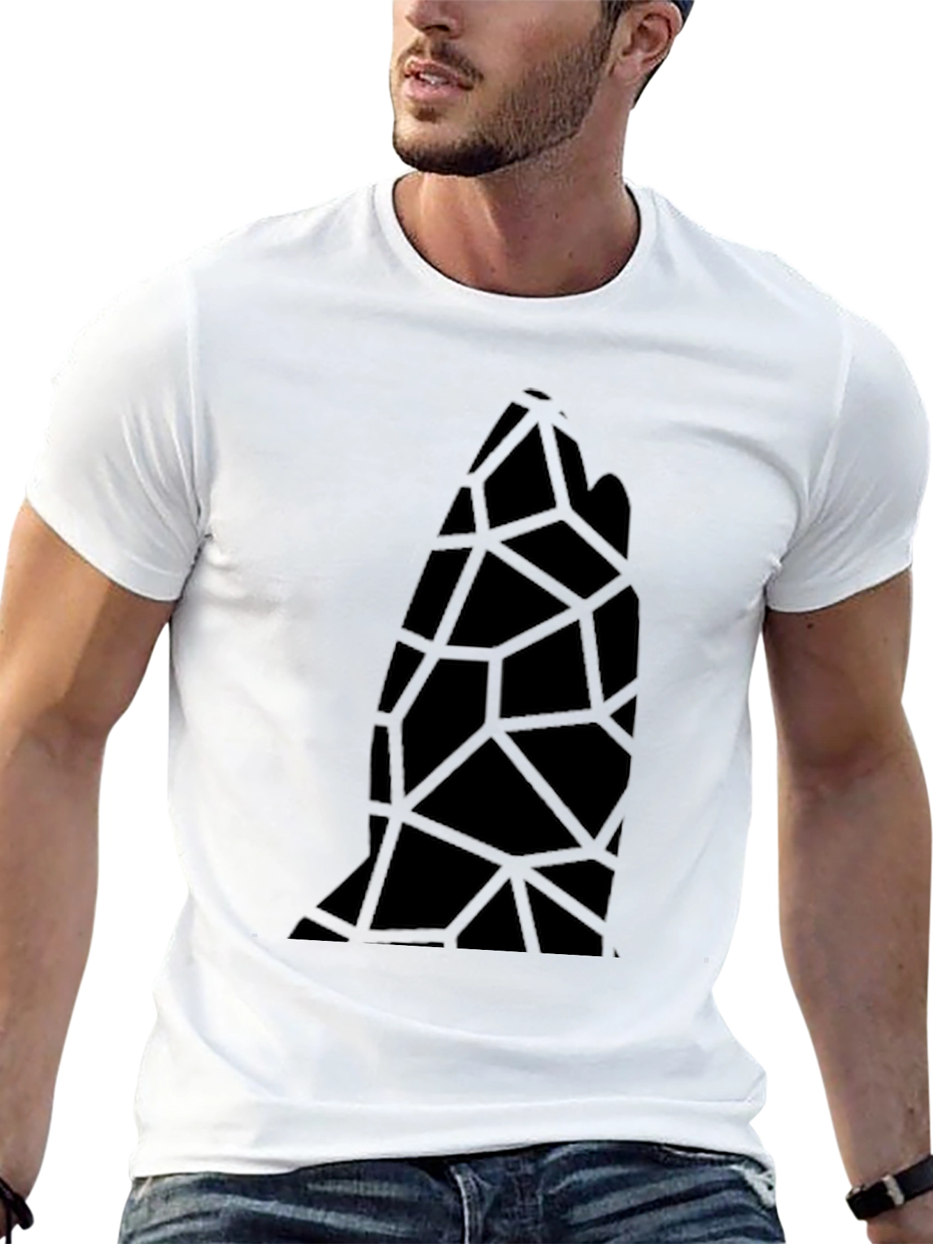Abstract Geometric Black Tee