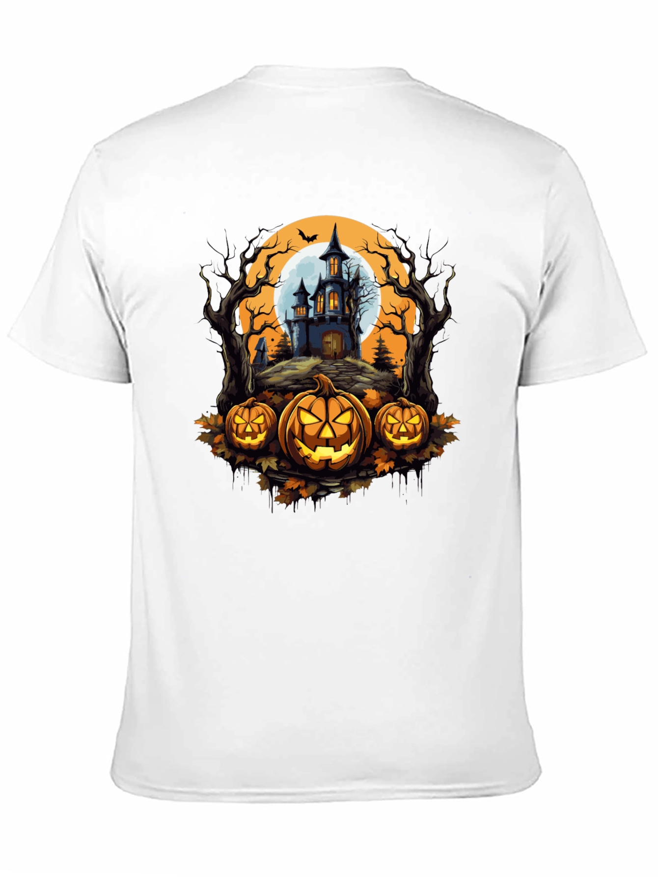 Spooky Halloween T-Shirt: Haunted House & Jack-o-Lanterns