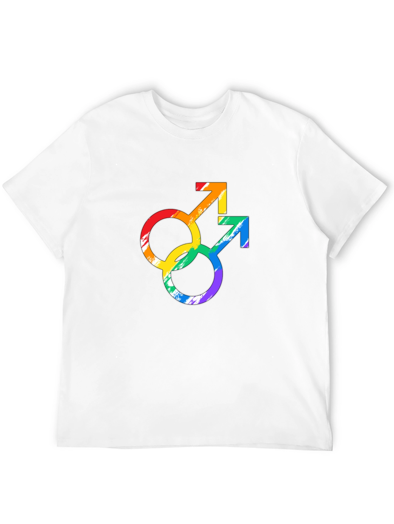 Rainbow Gay Pride Double Mars Symbol Black T-Shirt