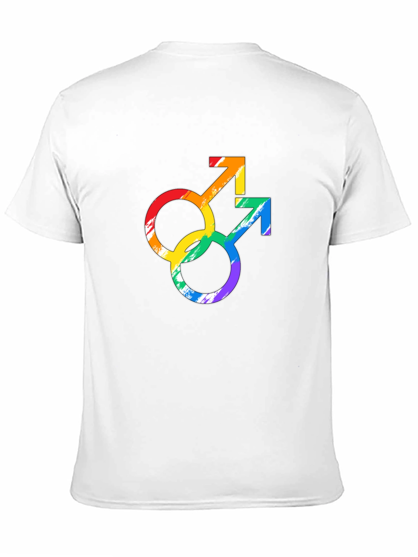 Rainbow Gay Pride Double Mars Symbol Black T-Shirt