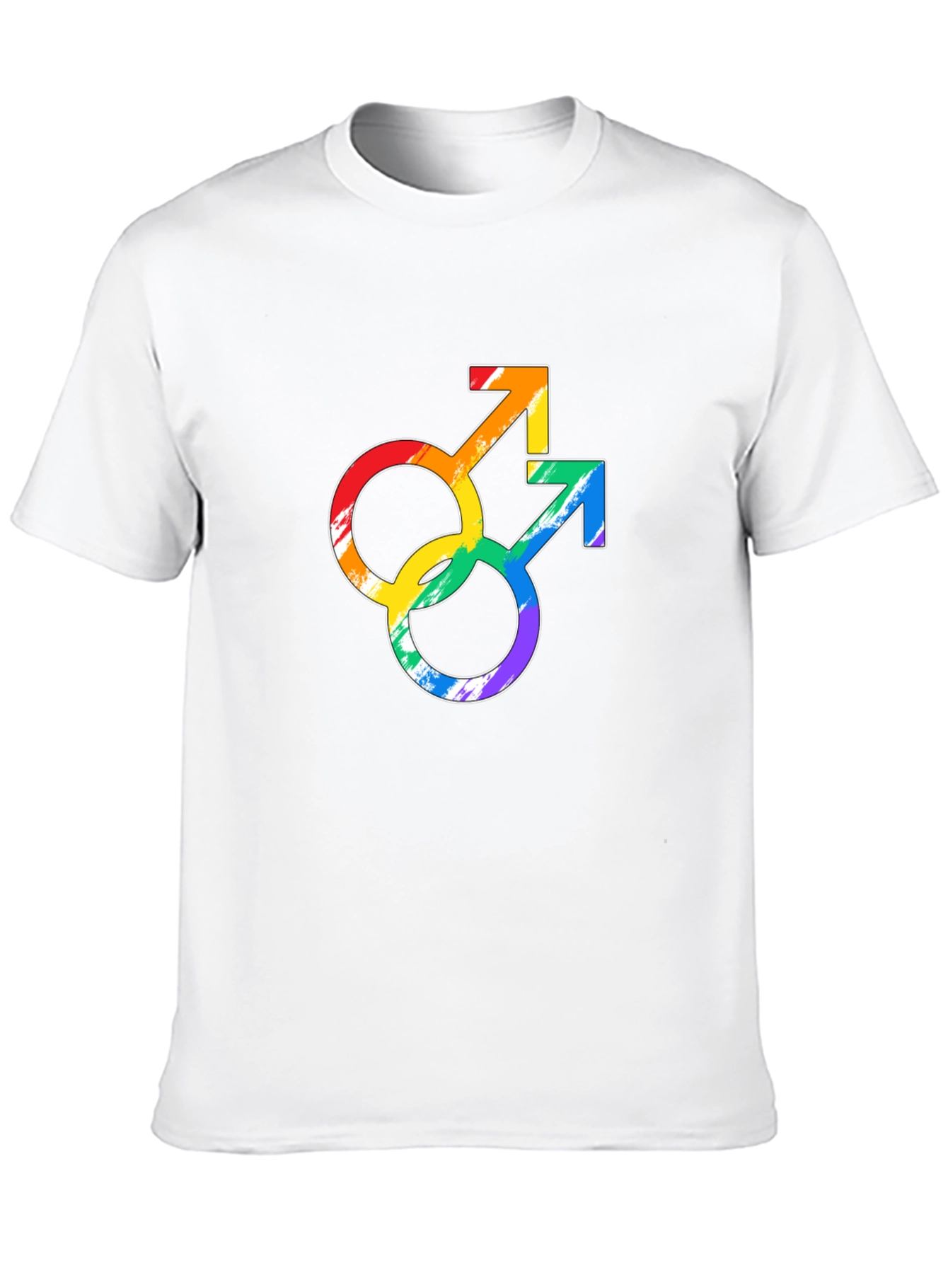 Rainbow Gay Pride Double Mars Symbol Black T-Shirt