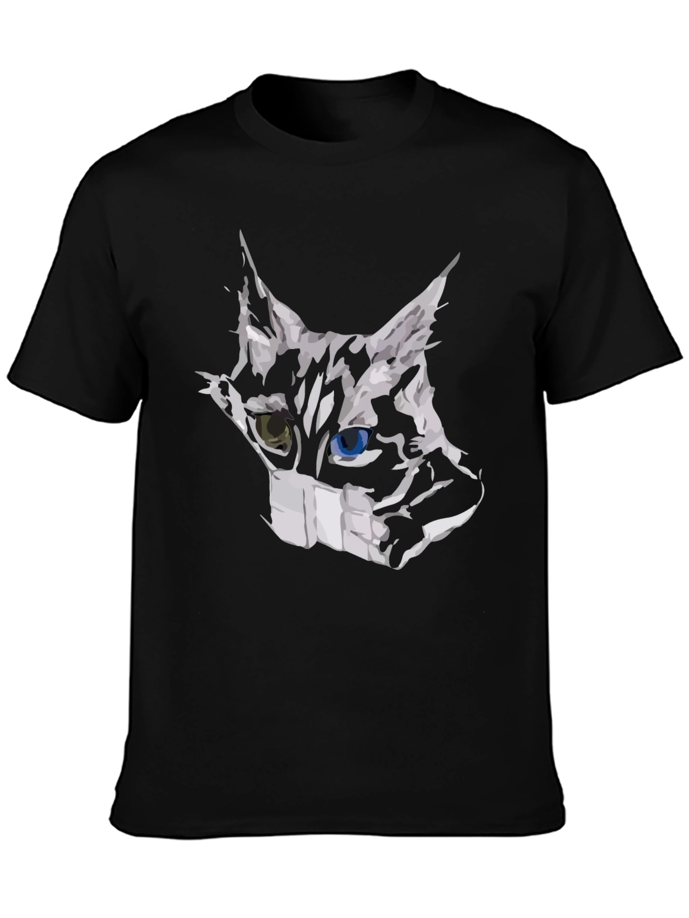 Masked Cat Graphic Tee - Unisex Black T-Shirt