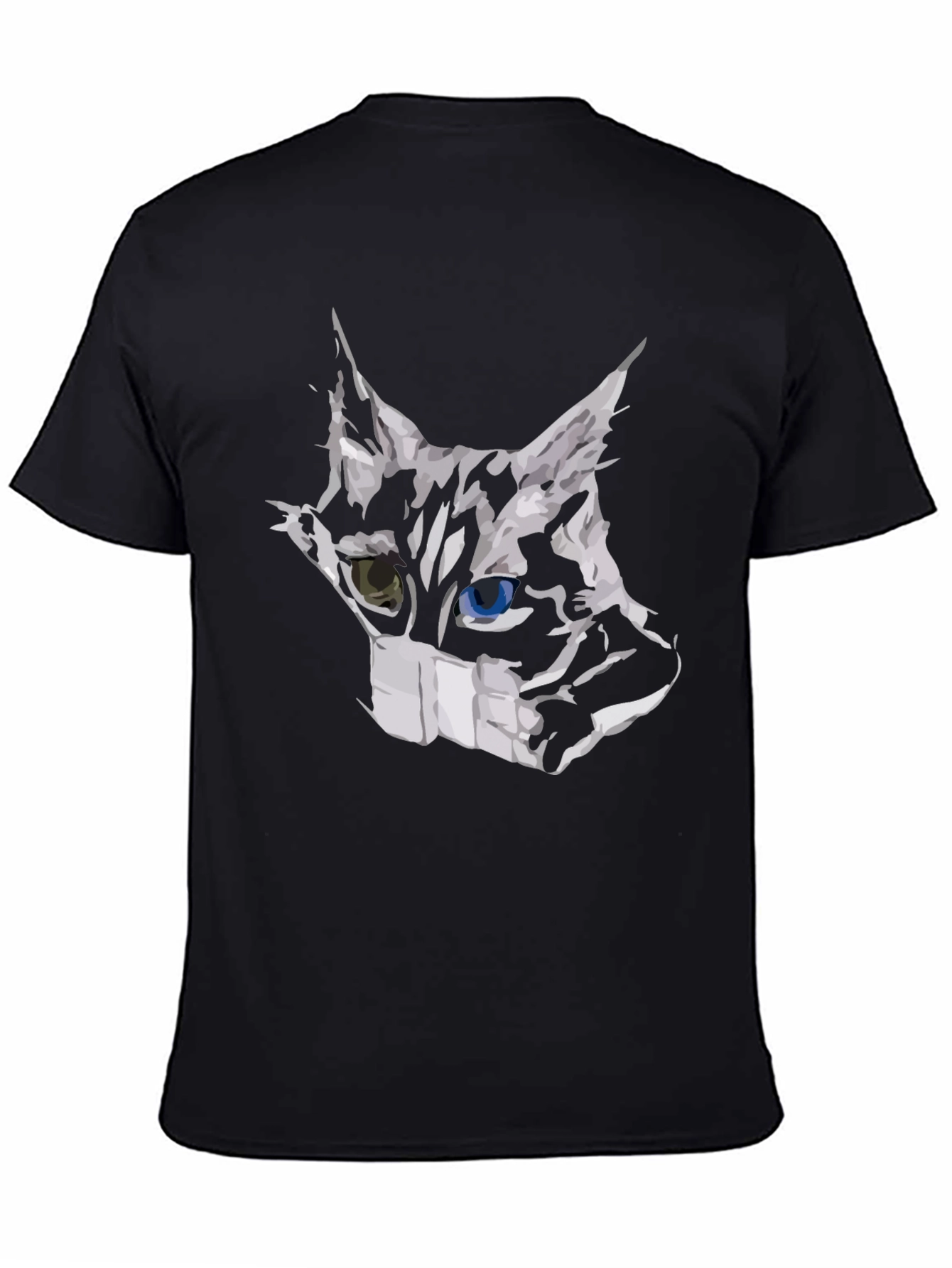 Masked Cat Graphic Tee - Unisex Black T-Shirt