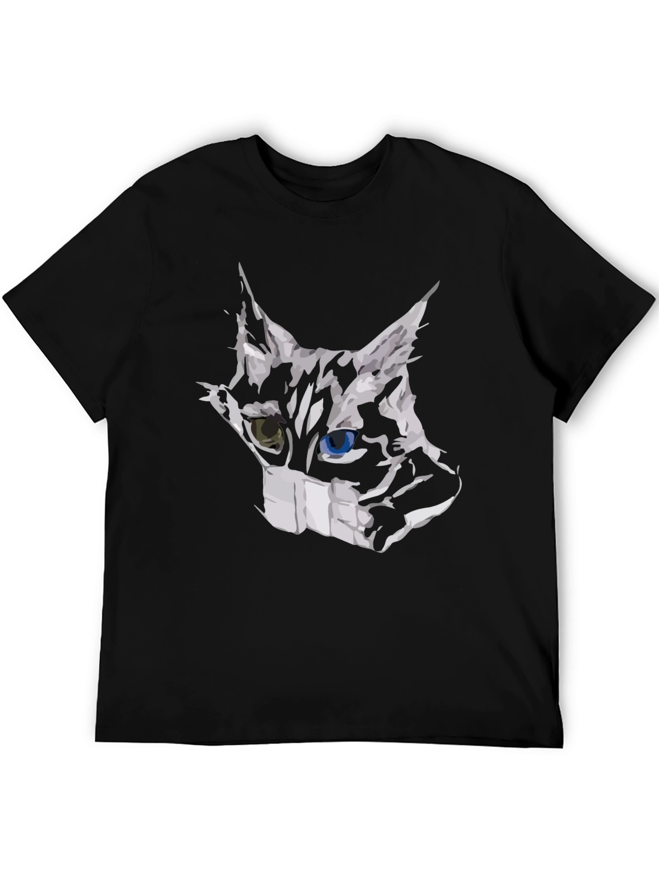 Masked Cat Graphic Tee - Unisex Black T-Shirt