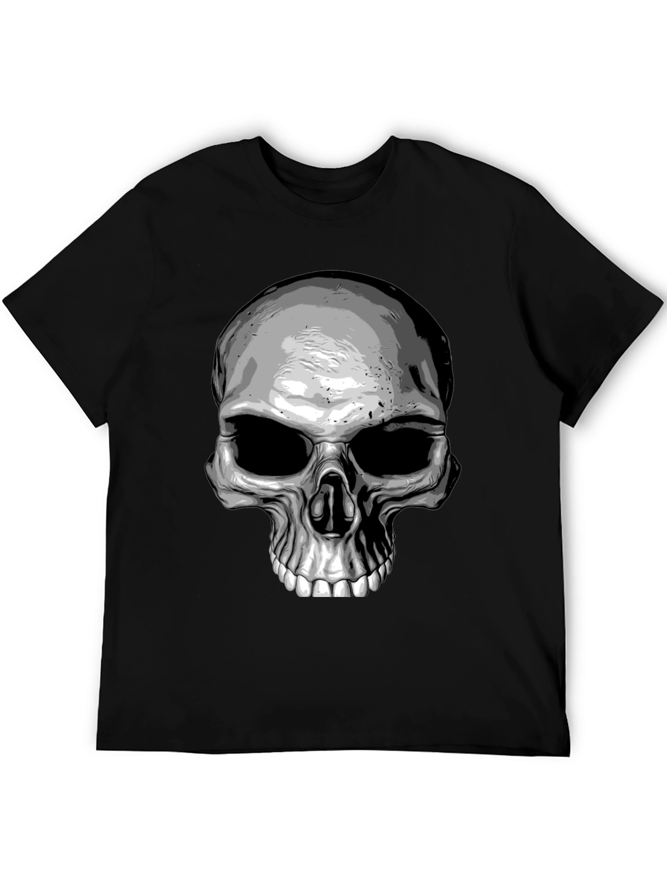 Skull Graphic Print T-Shirt - Black