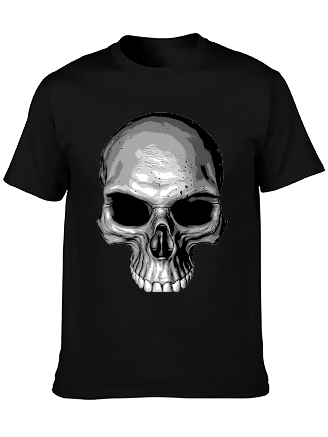 Skull Graphic Print T-Shirt - Black