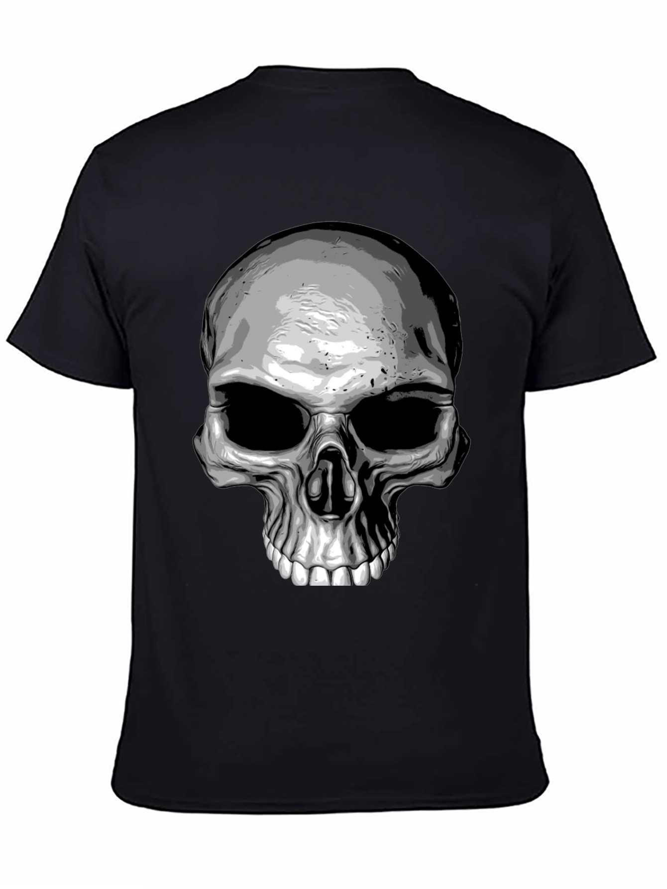Skull Graphic Print T-Shirt - Black