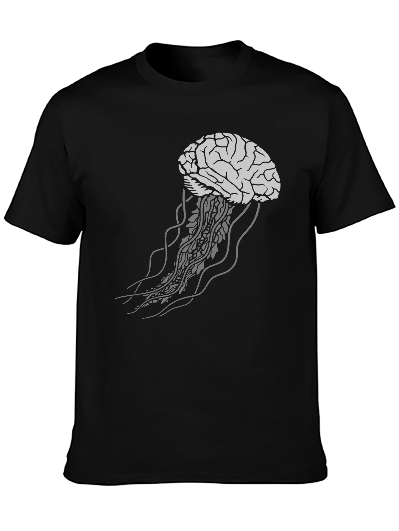 Brain Jellyfish Graphic Tee - Unisex Black T-Shirt