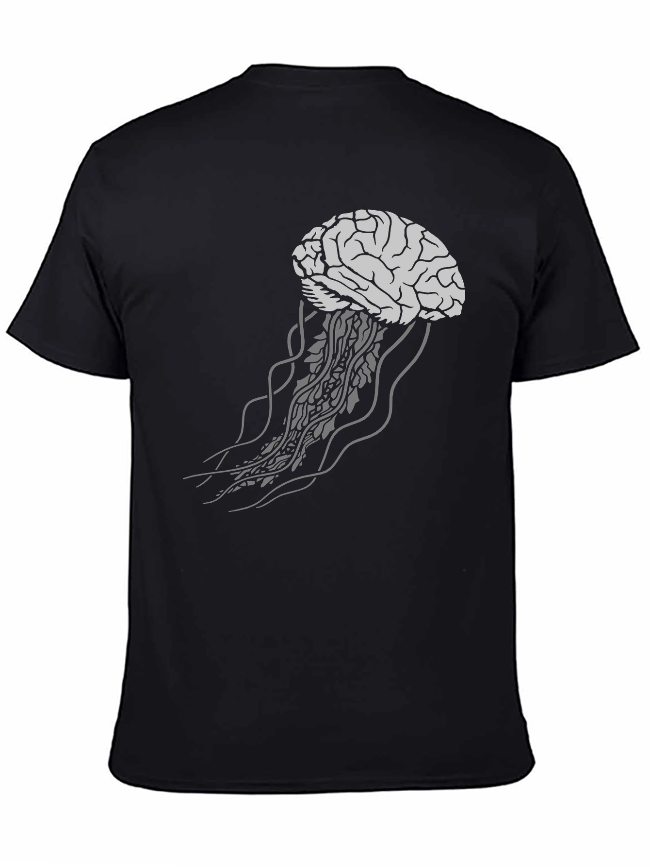 Brain Jellyfish Graphic Tee - Unisex Black T-Shirt