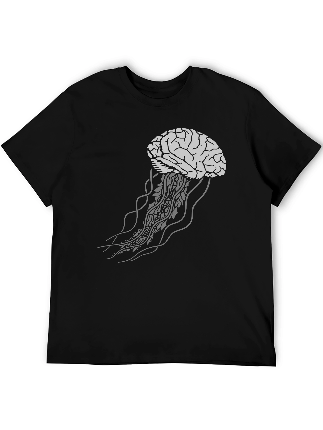 Brain Jellyfish Graphic Tee - Unisex Black T-Shirt