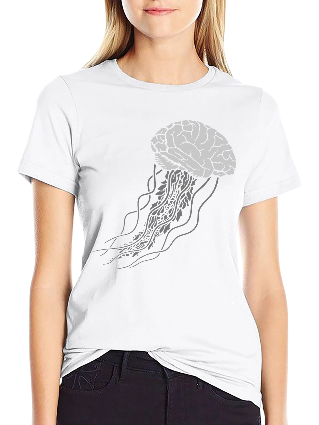 Brain Jellyfish Graphic Tee - Unisex Black T-Shirt