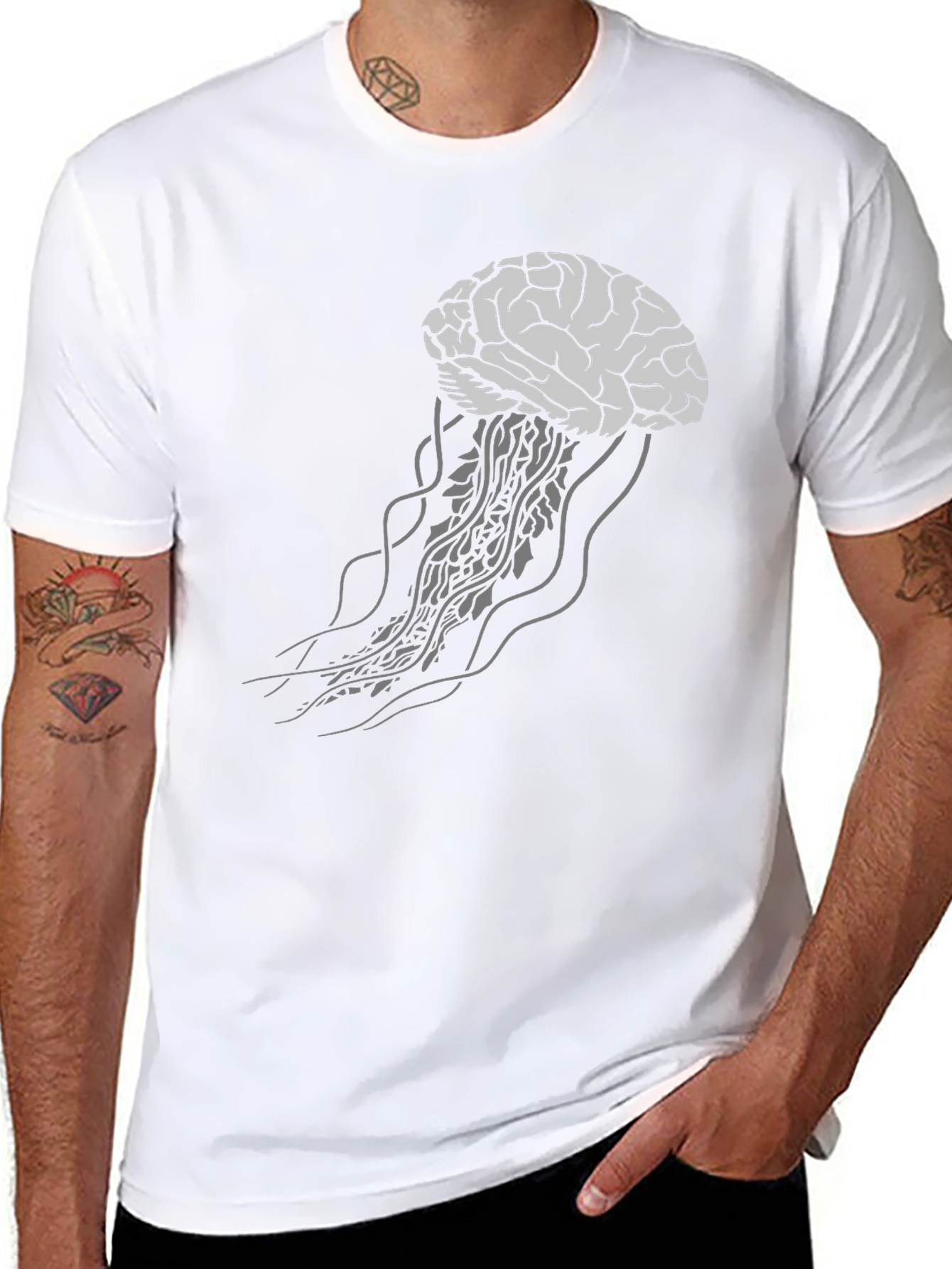 Brain Jellyfish Graphic Tee - Unisex Black T-Shirt
