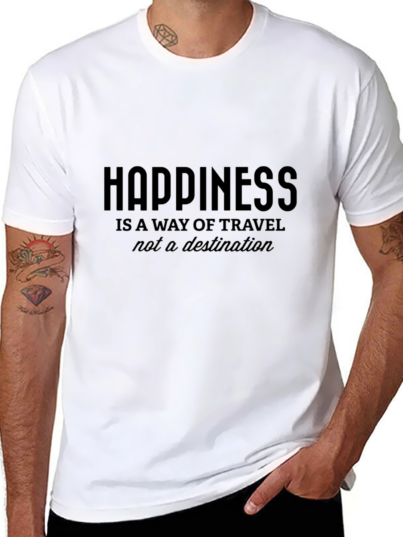 Happiness Travel Black T-Shirt