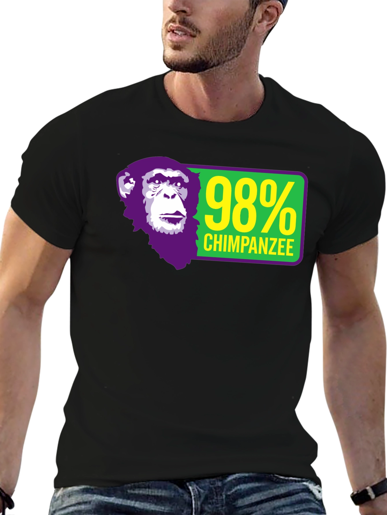 98% Chimpanzee Graphic T-Shirt - Black