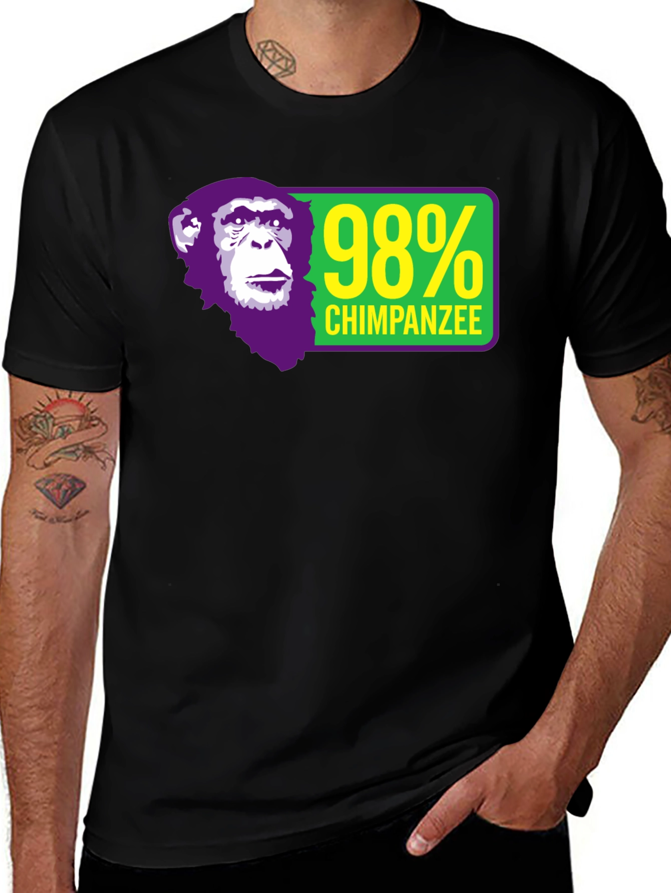 98% Chimpanzee Graphic T-Shirt - Black