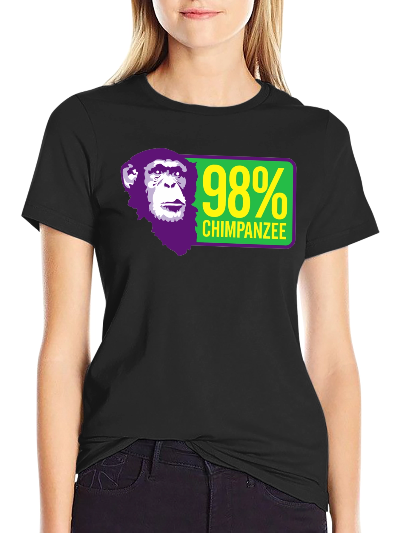 98% Chimpanzee Graphic T-Shirt - Black