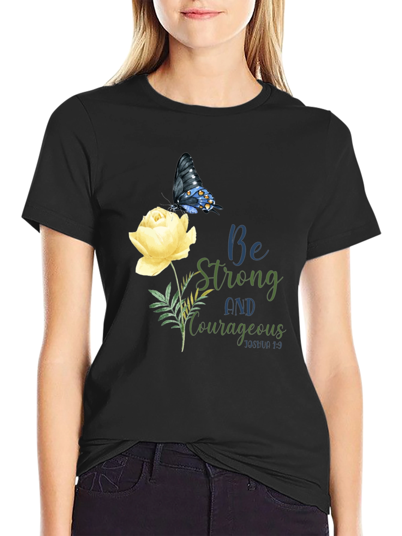 Inspirational Butterfly Rose Graphic T-Shirt