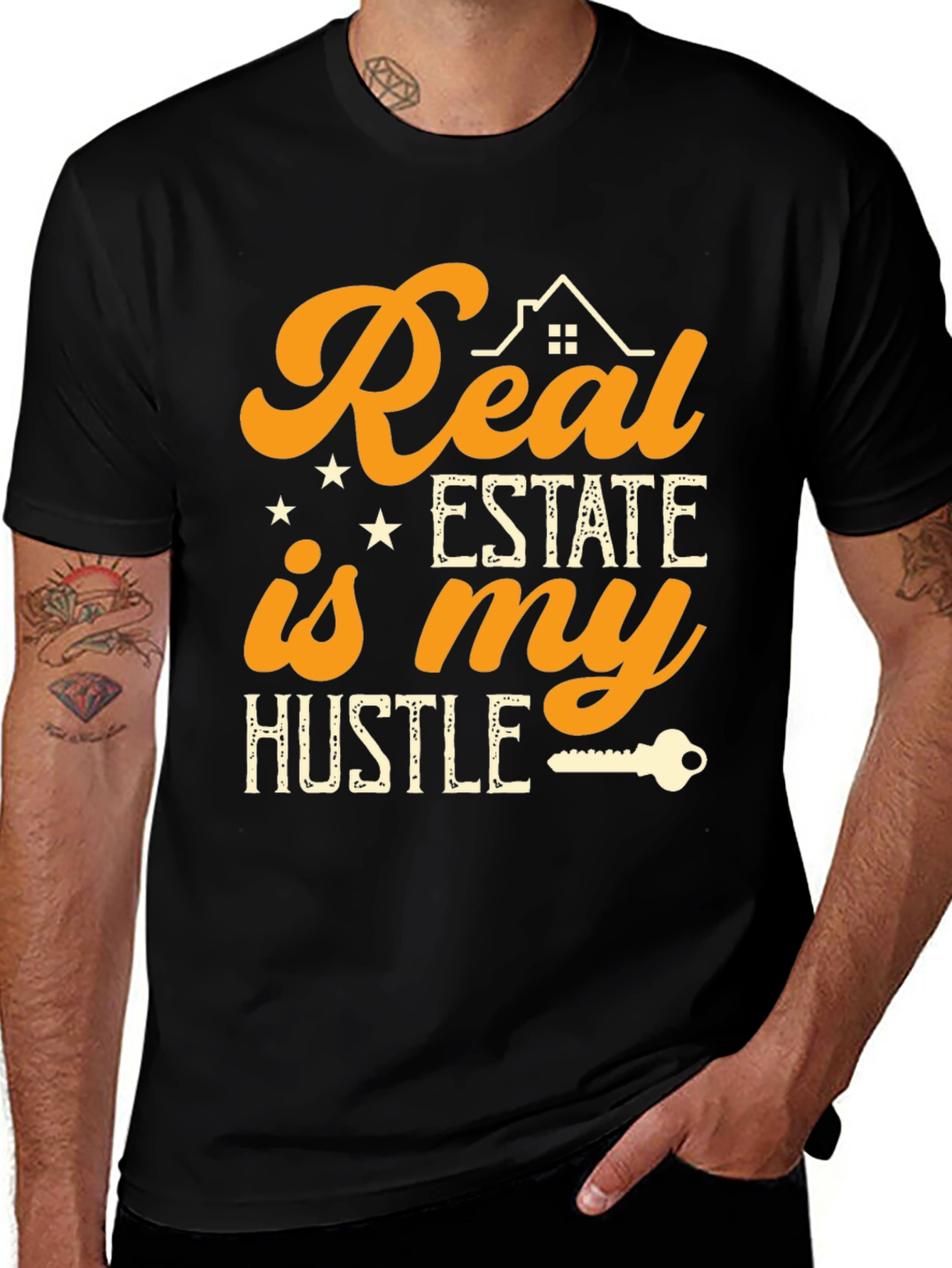 Real Estate Hustle Black Graphic Tee