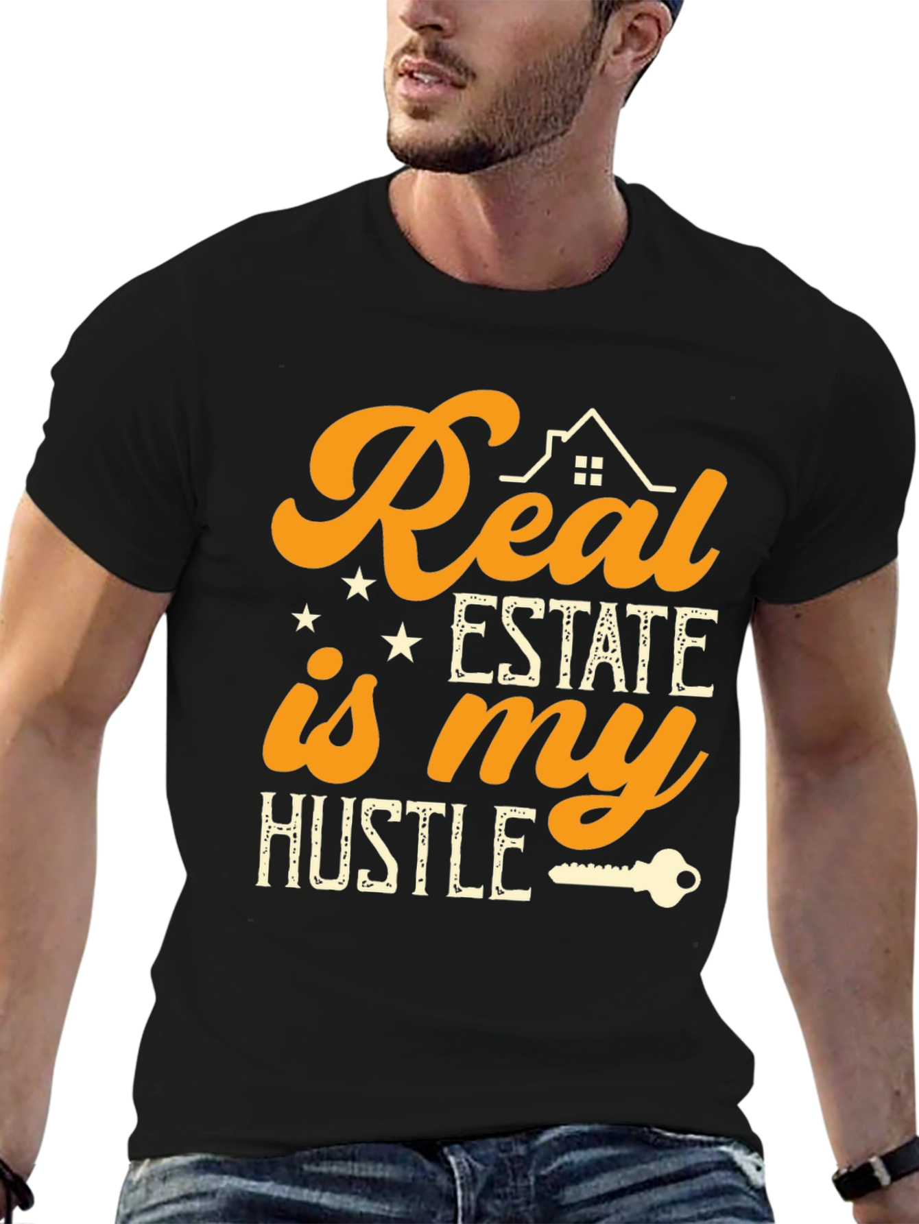 Real Estate Hustle Black Graphic Tee