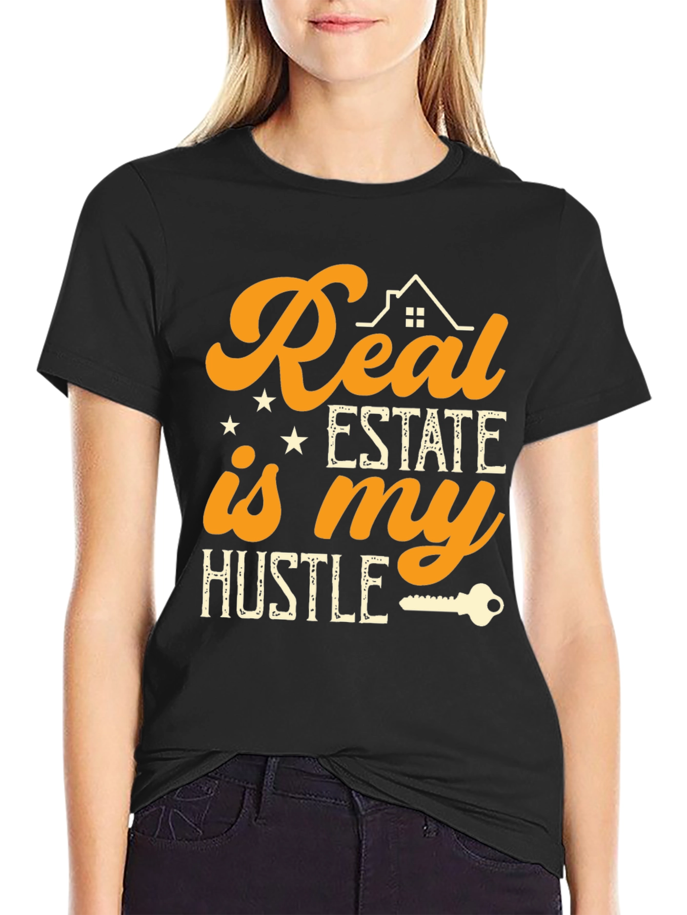 Real Estate Hustle Black Graphic Tee