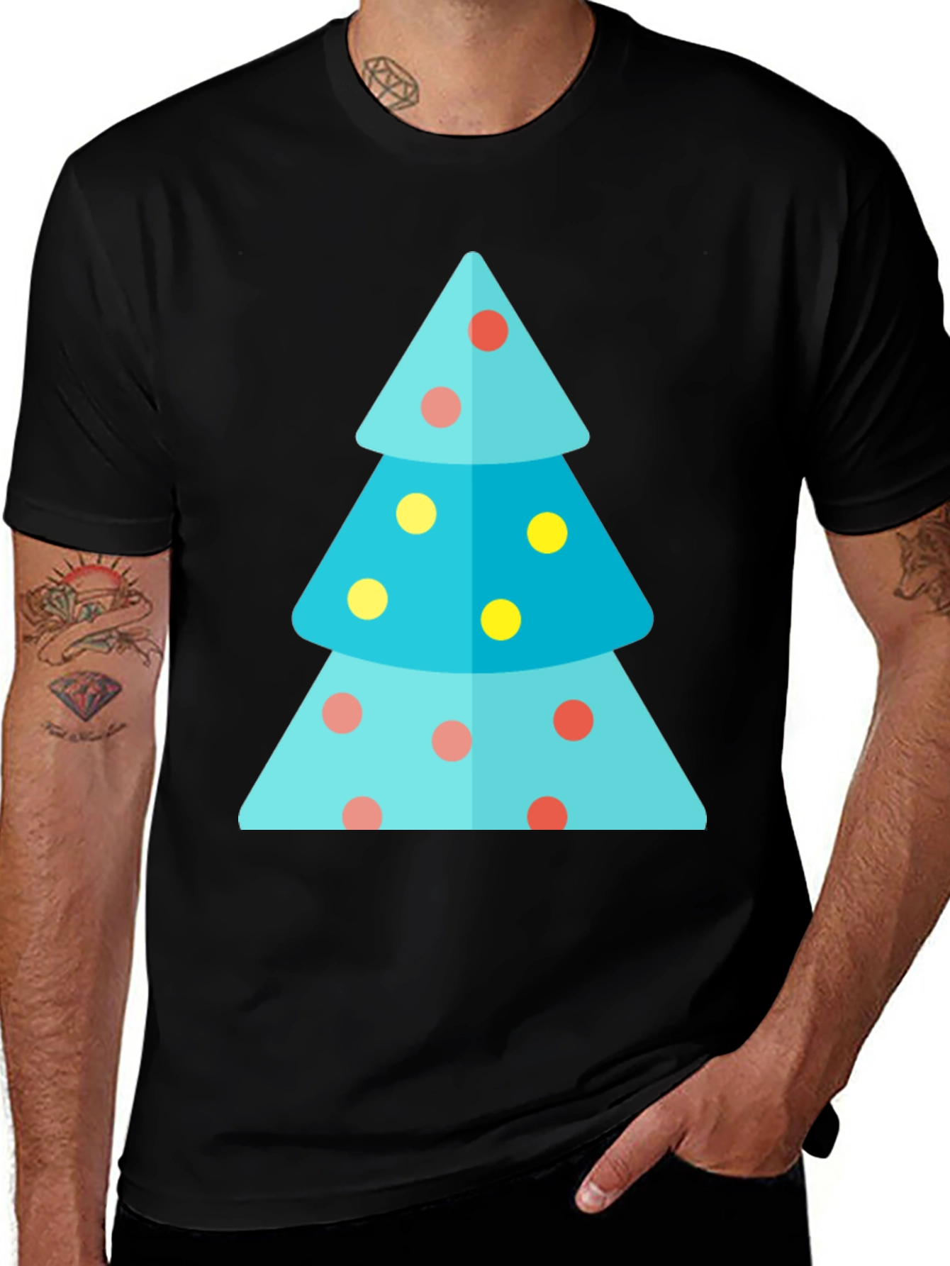 Festive Christmas Tree Graphic Tee - Holiday Apparel
