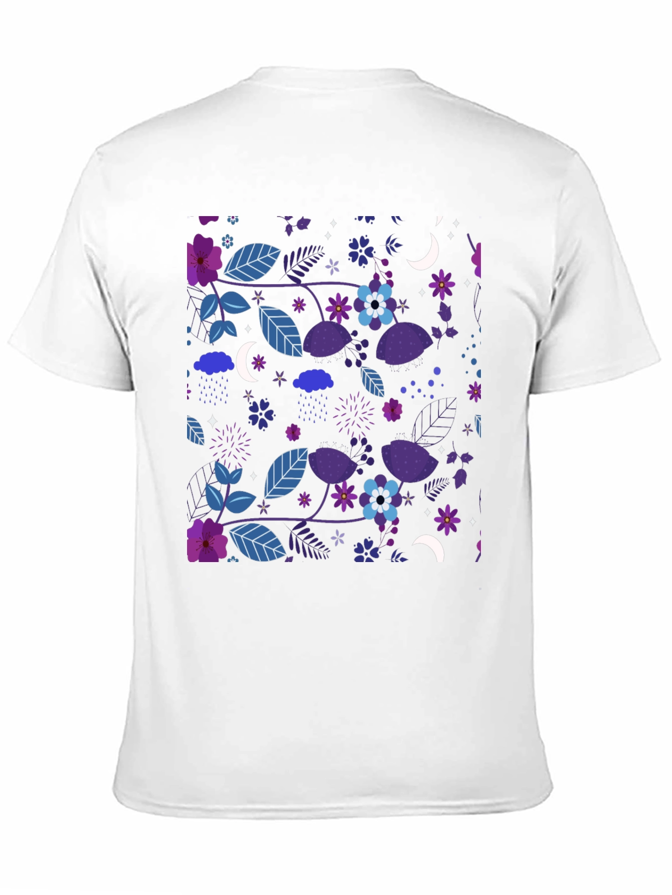 Floral Moon Mens Black Graphic Tee