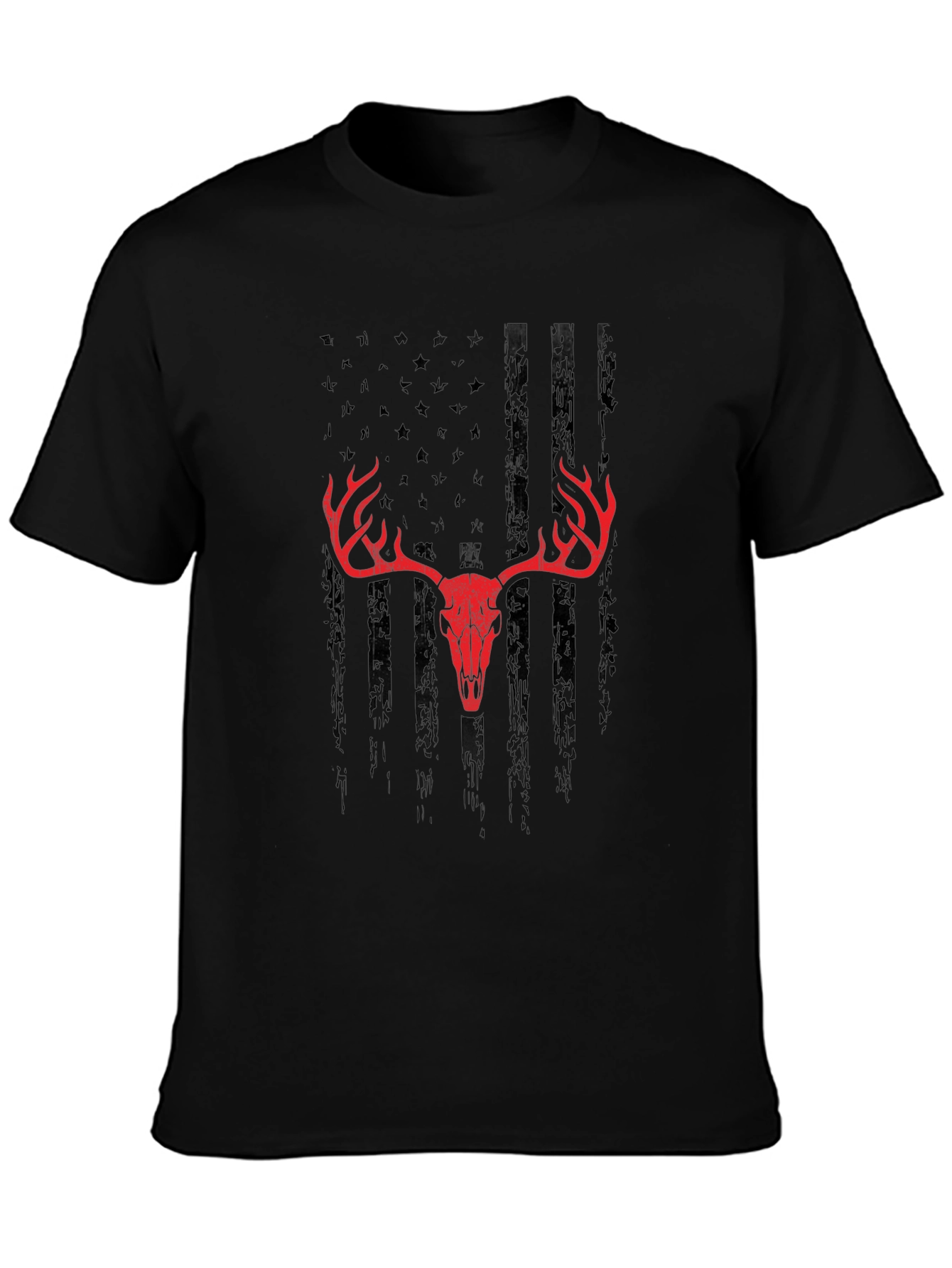 American Flag Deer Skull Graphic Tee