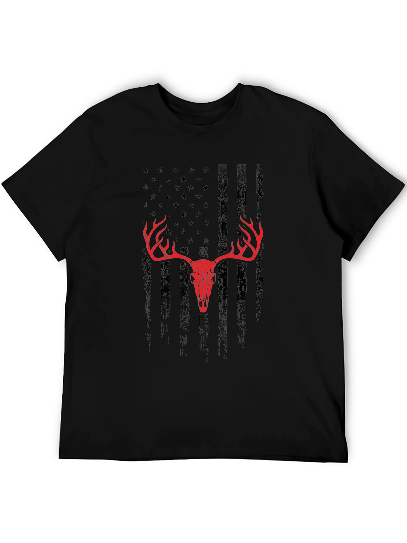 American Flag Deer Skull Graphic Tee