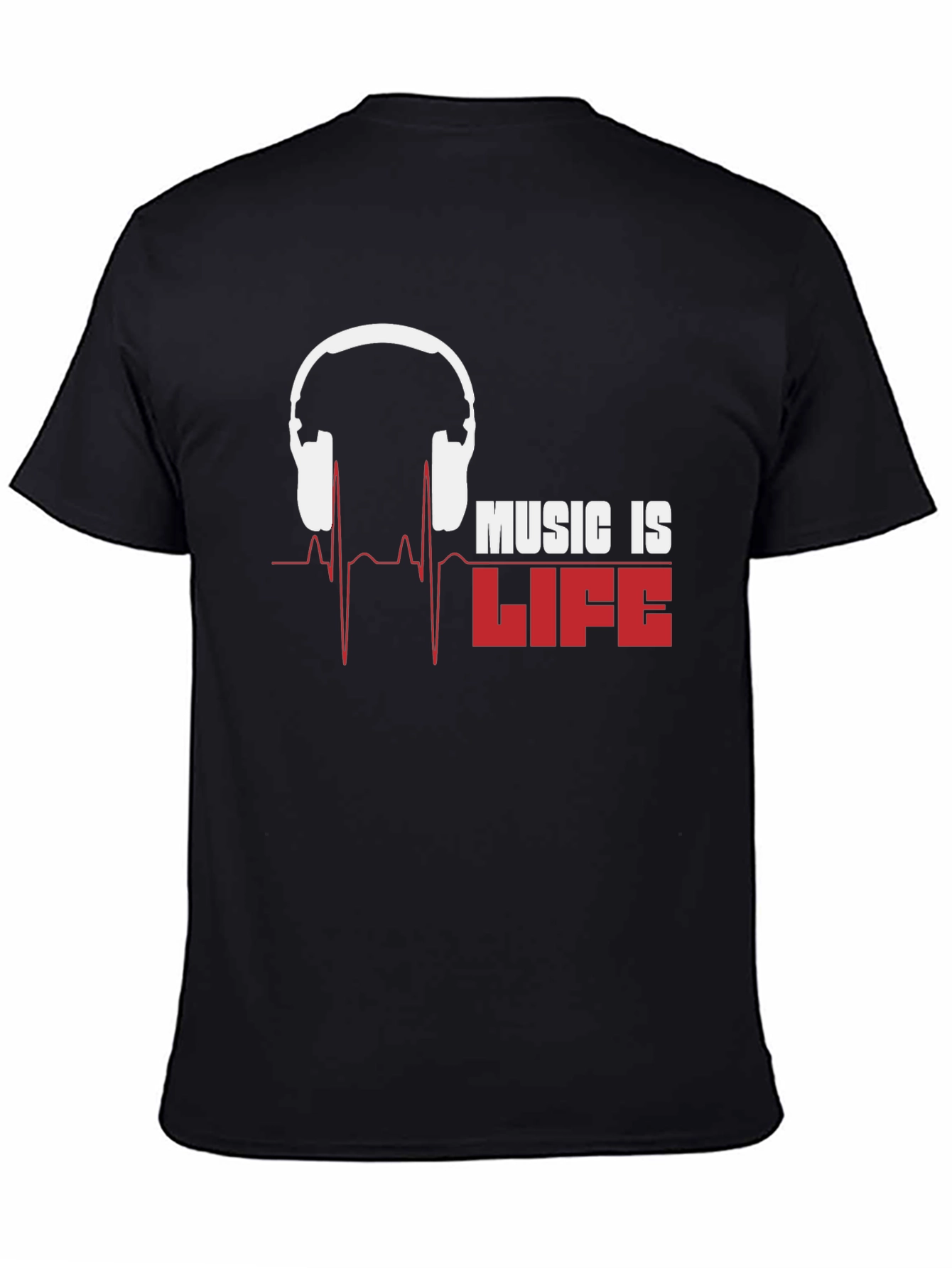 Music Is Life Graphic T-Shirt - Black