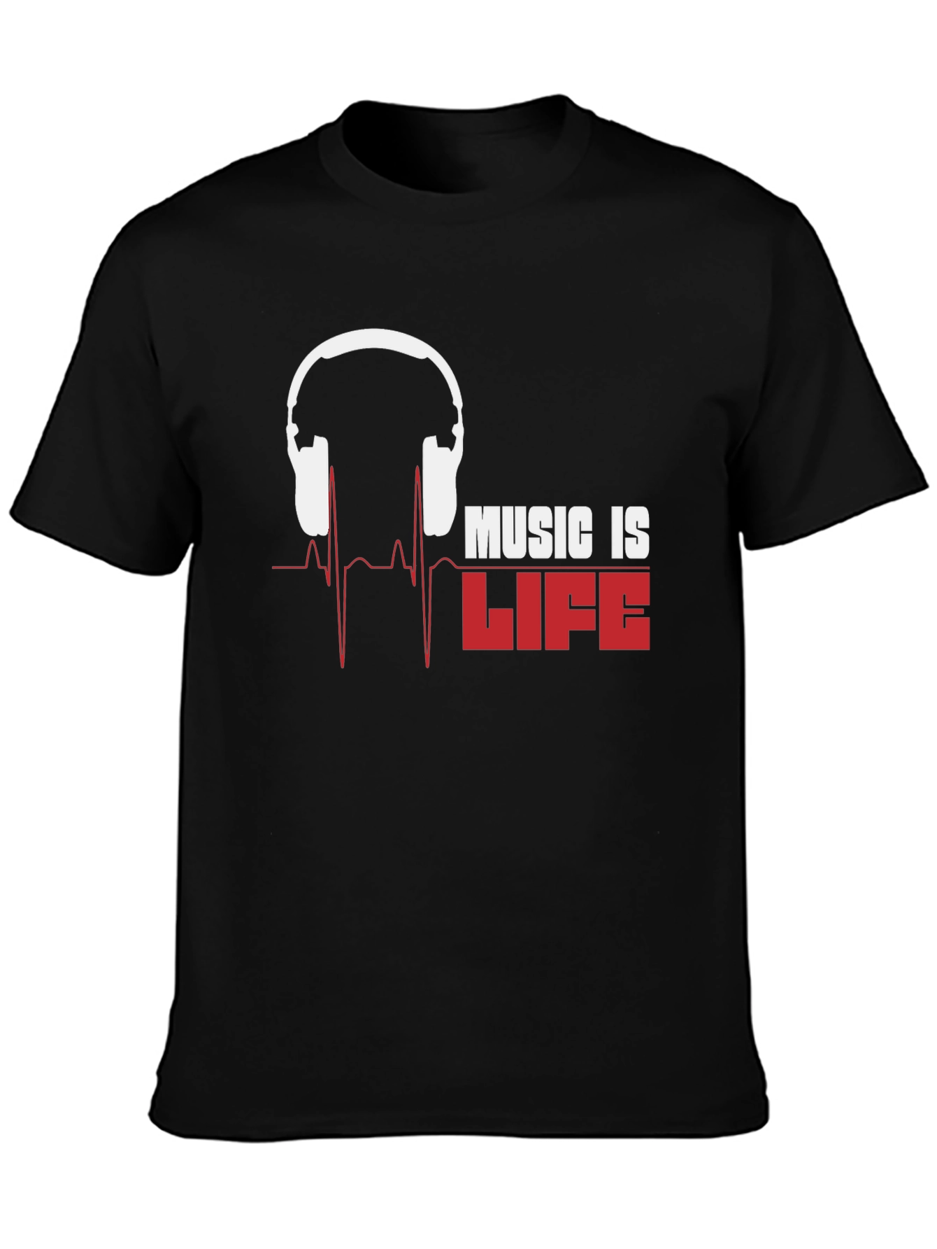Music Is Life Graphic T-Shirt - Black