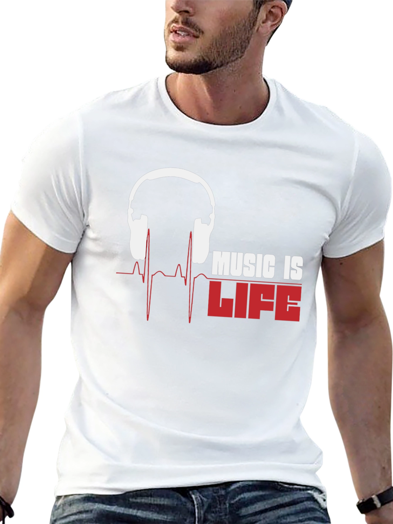 Music Is Life Graphic T-Shirt - Black