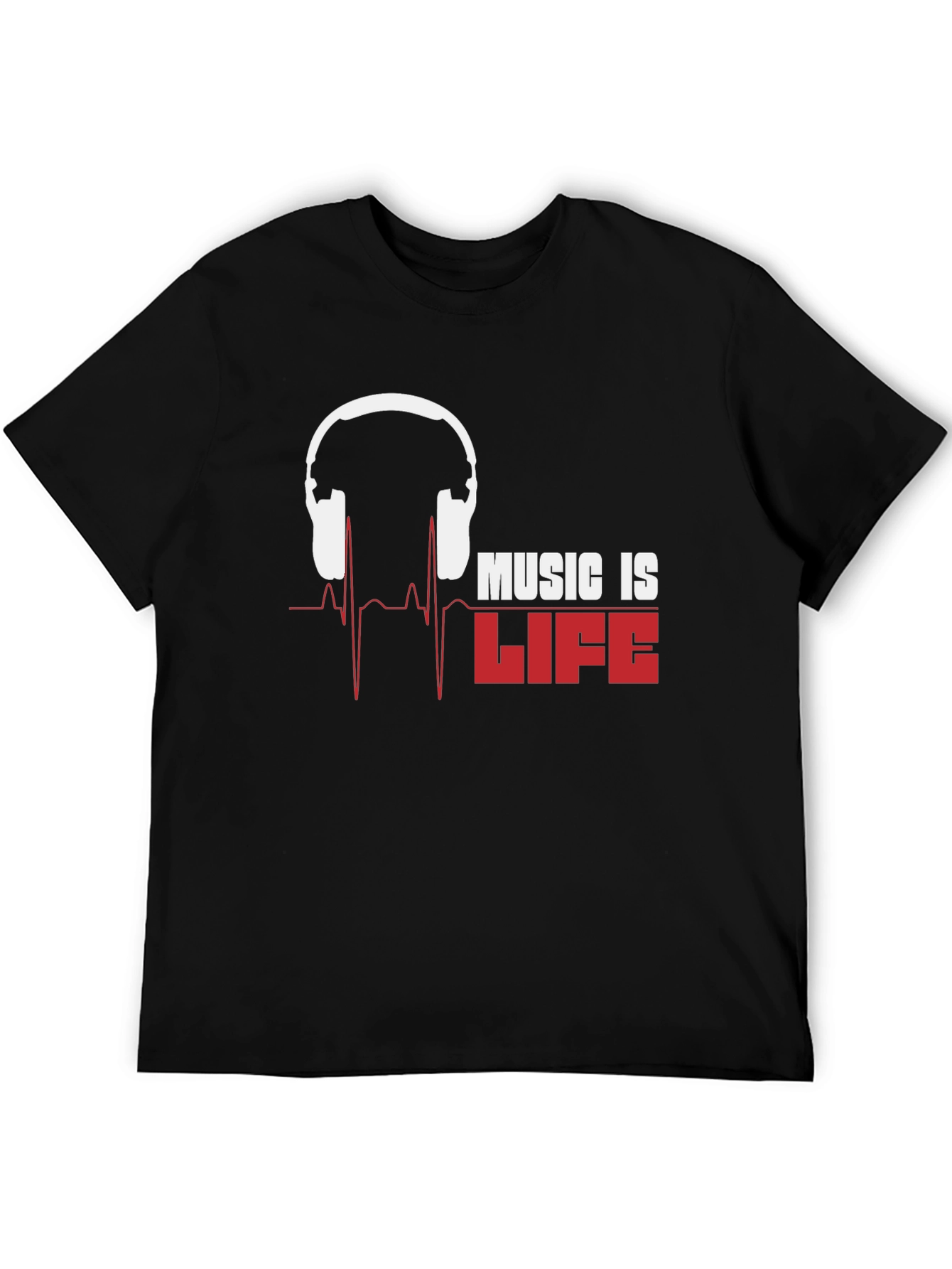 Music Is Life Graphic T-Shirt - Black