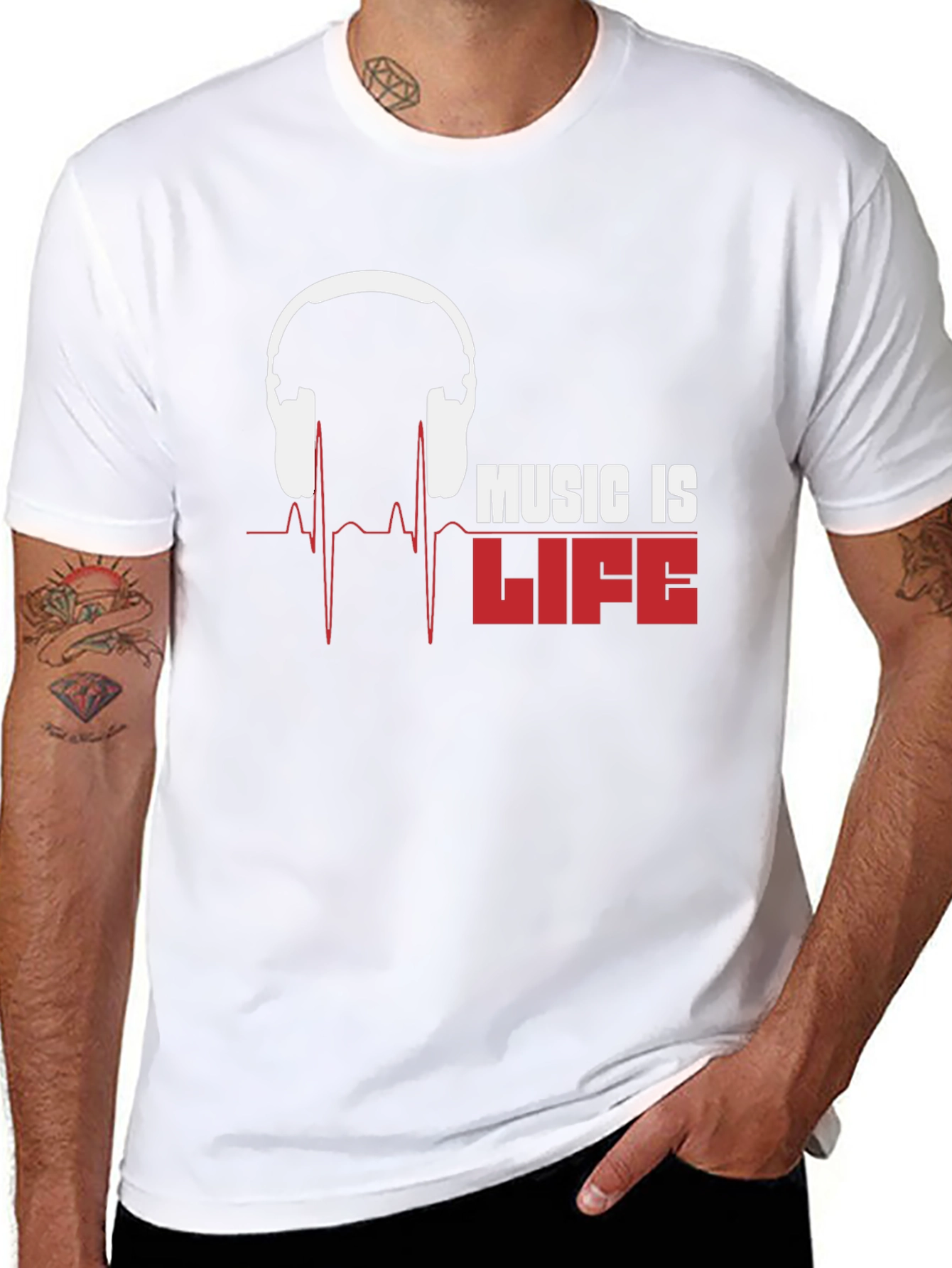 Music Is Life Graphic T-Shirt - Black