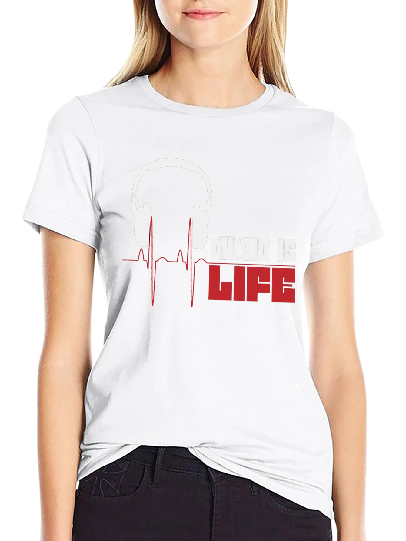 Music Is Life Graphic T-Shirt - Black