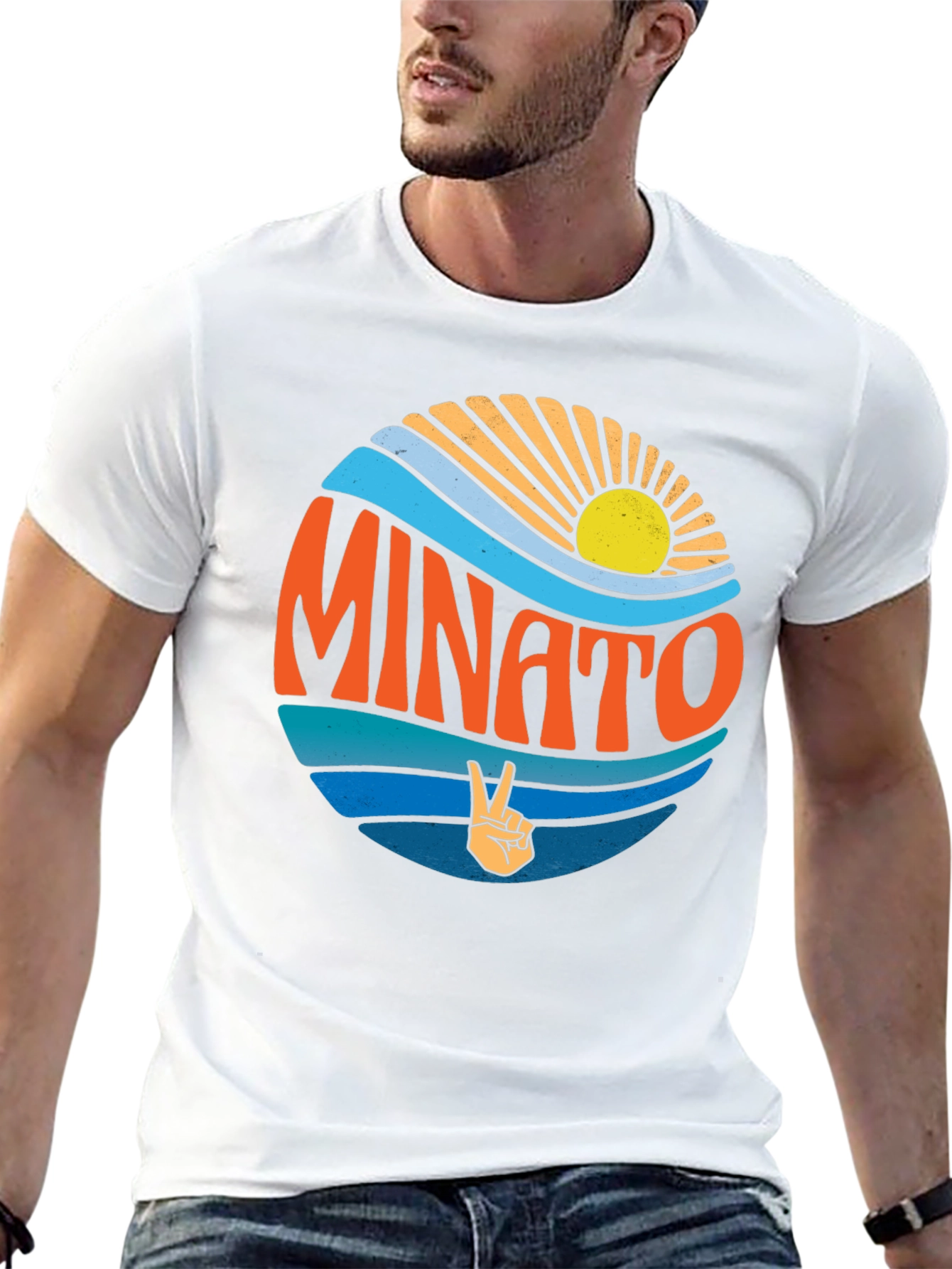 Minato Peace Sign Graphic Tee - Retro Summer Vibes